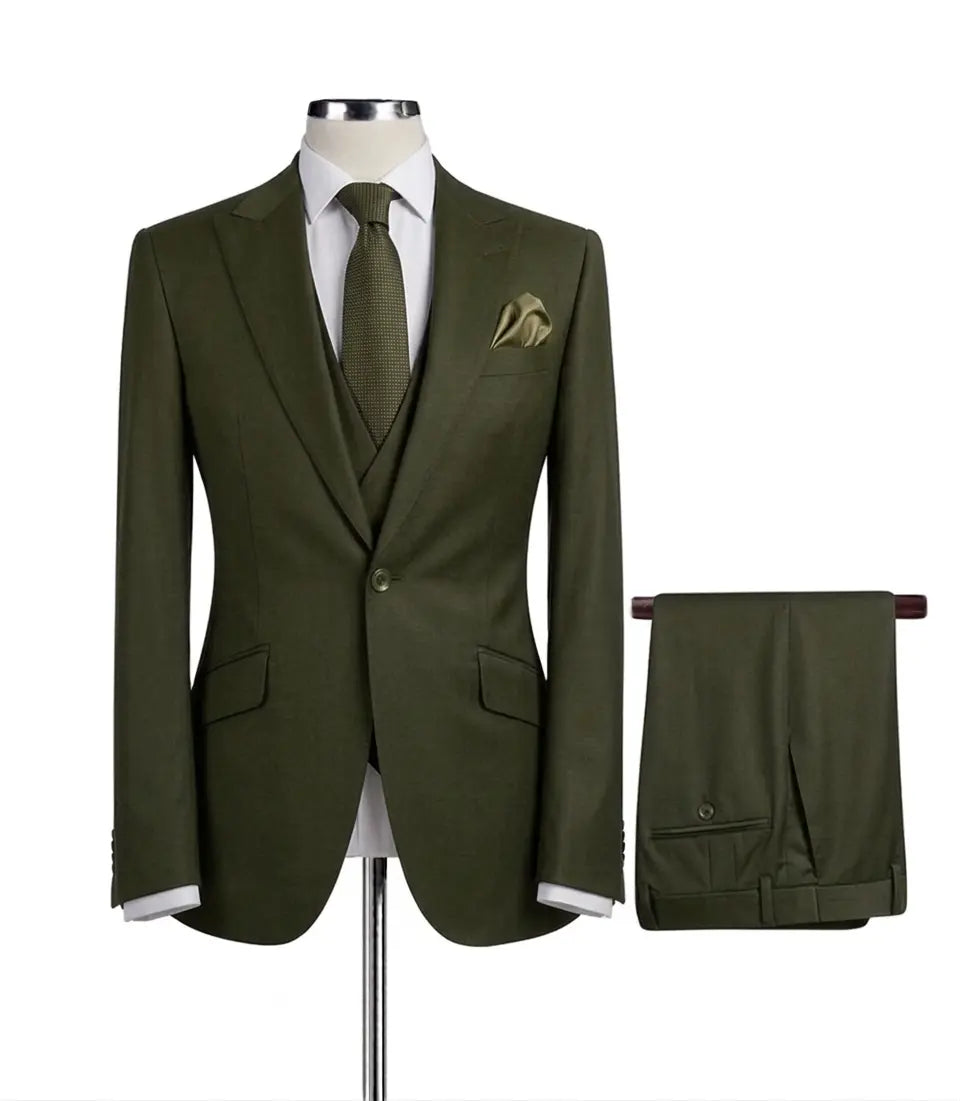 3 Piece Peak Lapel One Button with Double Breast Vest Augustino