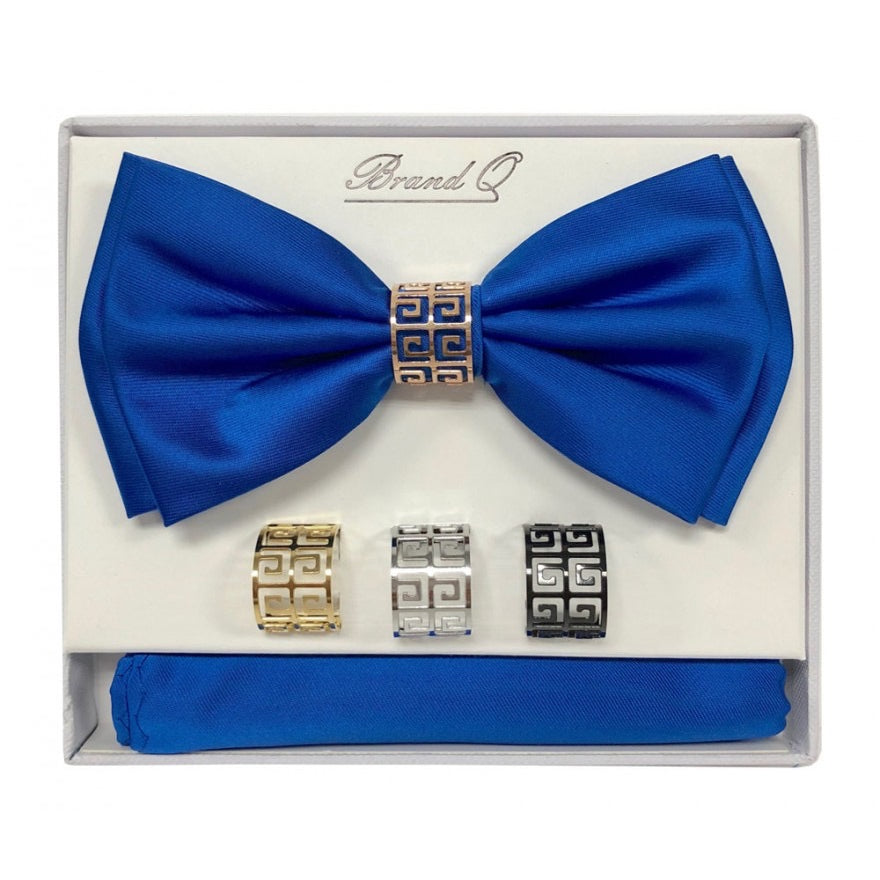 Bow Tie and Pocket Square Set with Rings