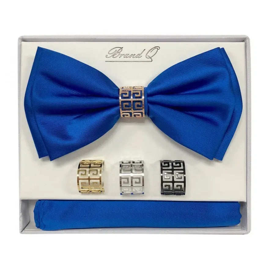 Bow Tie and Pocket Square Set with Rings M & R Clothing