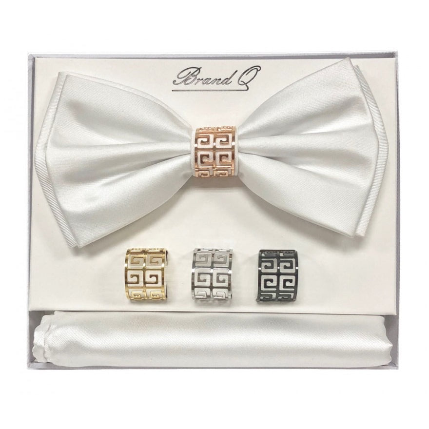Bow Tie and Pocket Square Set with Rings