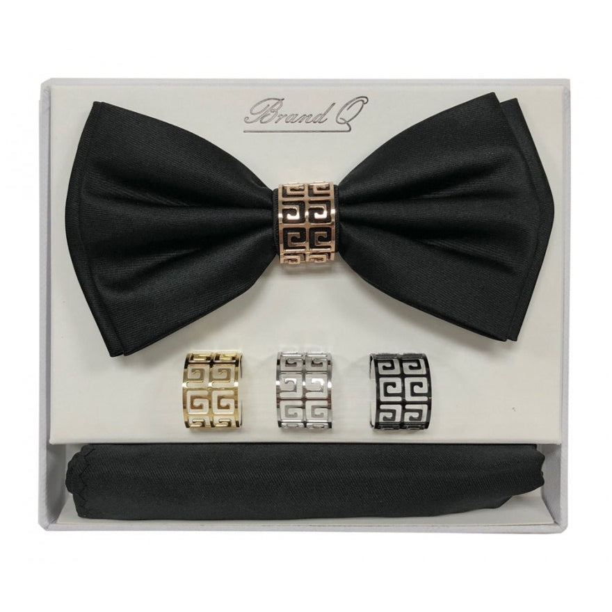 Bow Tie and Pocket Square Set with Rings
