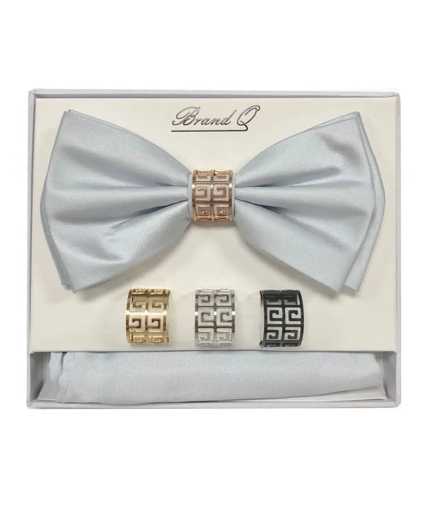 Bow Tie and Pocket Square Set with Rings M & R Clothing