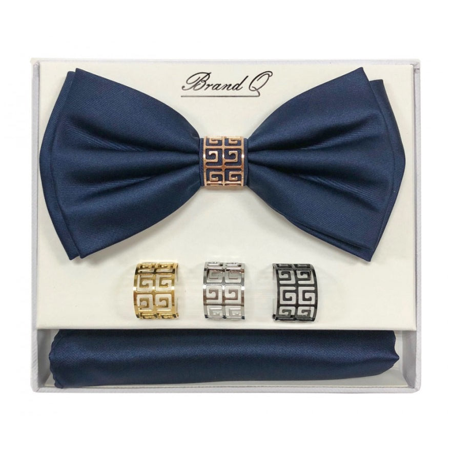 Bow Tie and Pocket Square Set with Rings