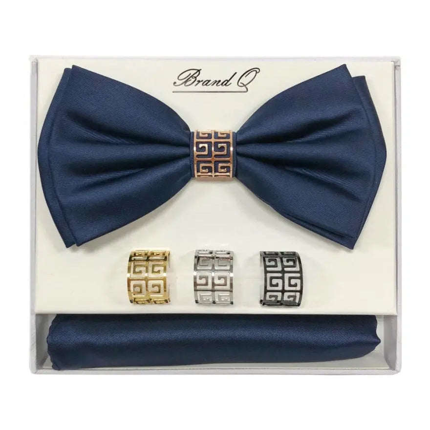 Bow Tie and Pocket Square Set with Rings M & R Clothing