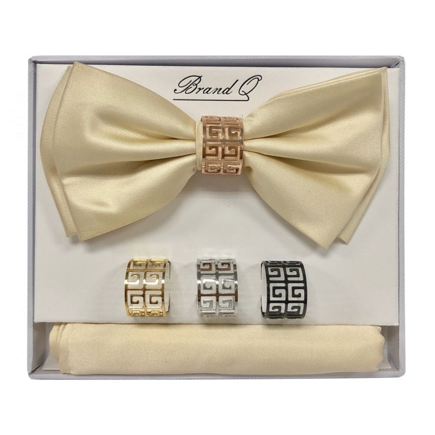 Bow Tie and Pocket Square Set with Rings
