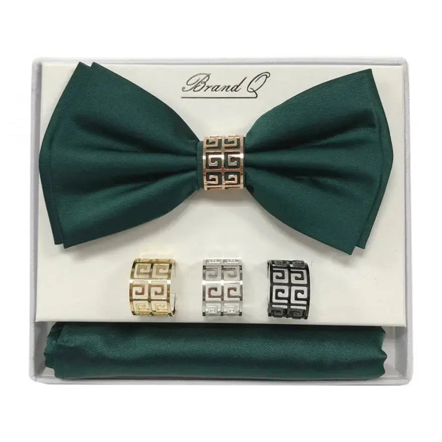 Bow Tie and Pocket Square Set with Rings M & R Clothing