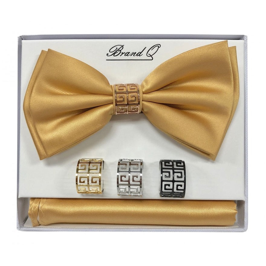 Bow Tie and Pocket Square Set with Rings