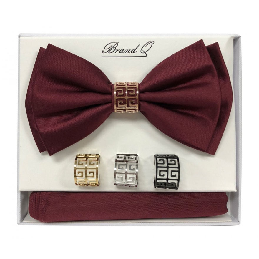 Bow Tie and Pocket Square Set with Rings