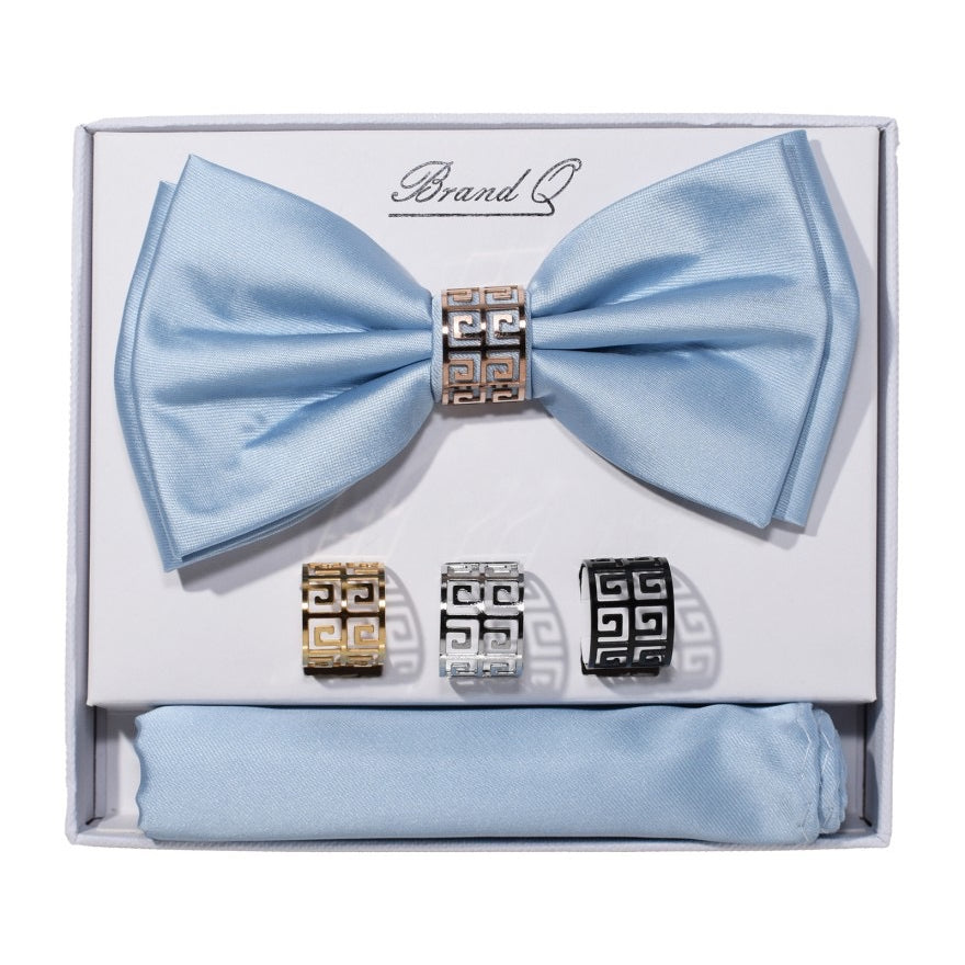 Bow Tie and Pocket Square Set with Rings