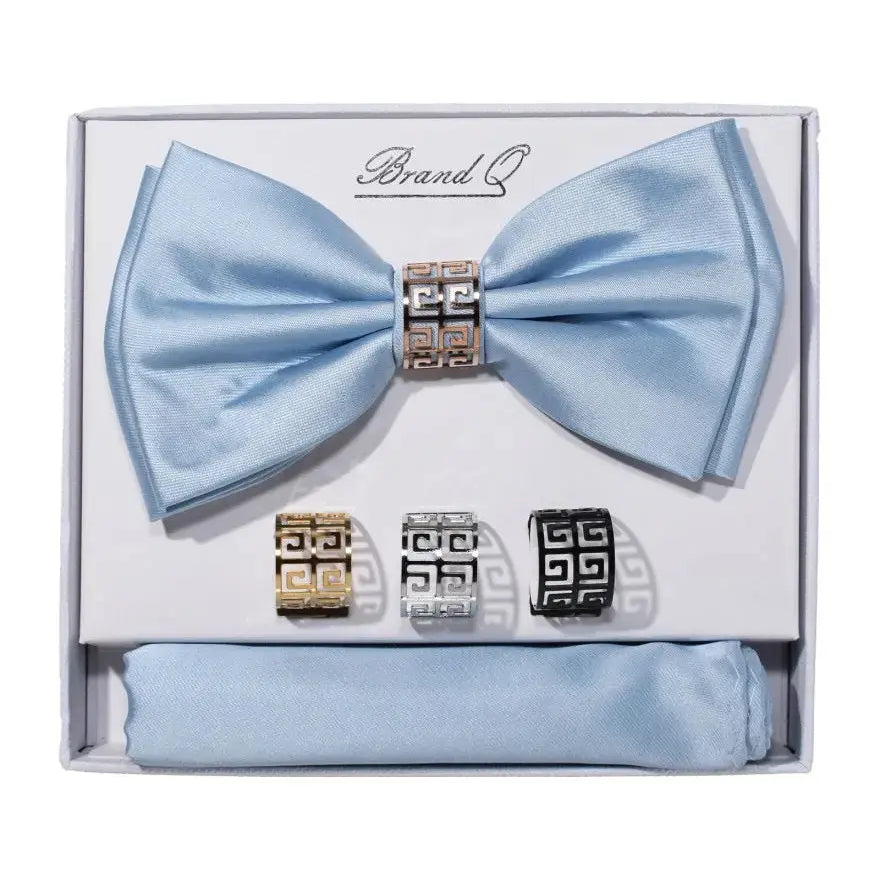 Bow Tie and Pocket Square Set with Rings M & R Clothing