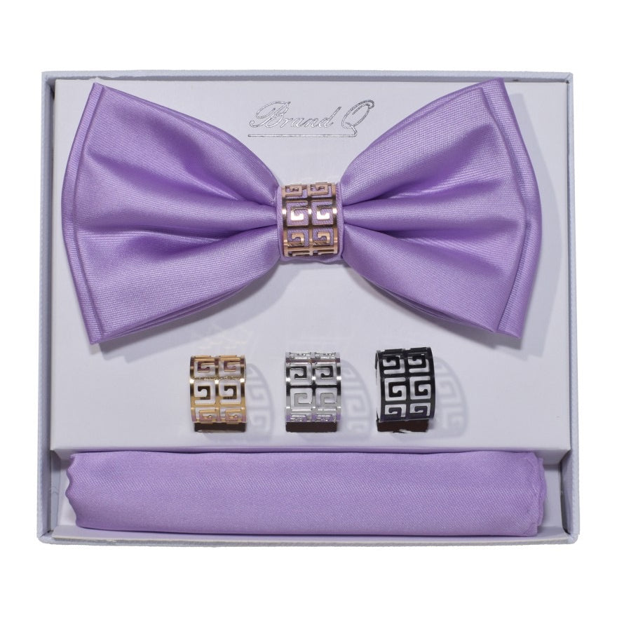 Bow Tie and Pocket Square Set with Rings