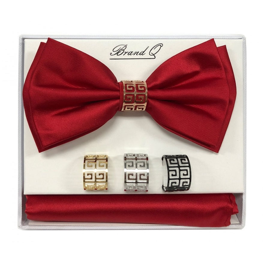Bow Tie and Pocket Square Set with Rings