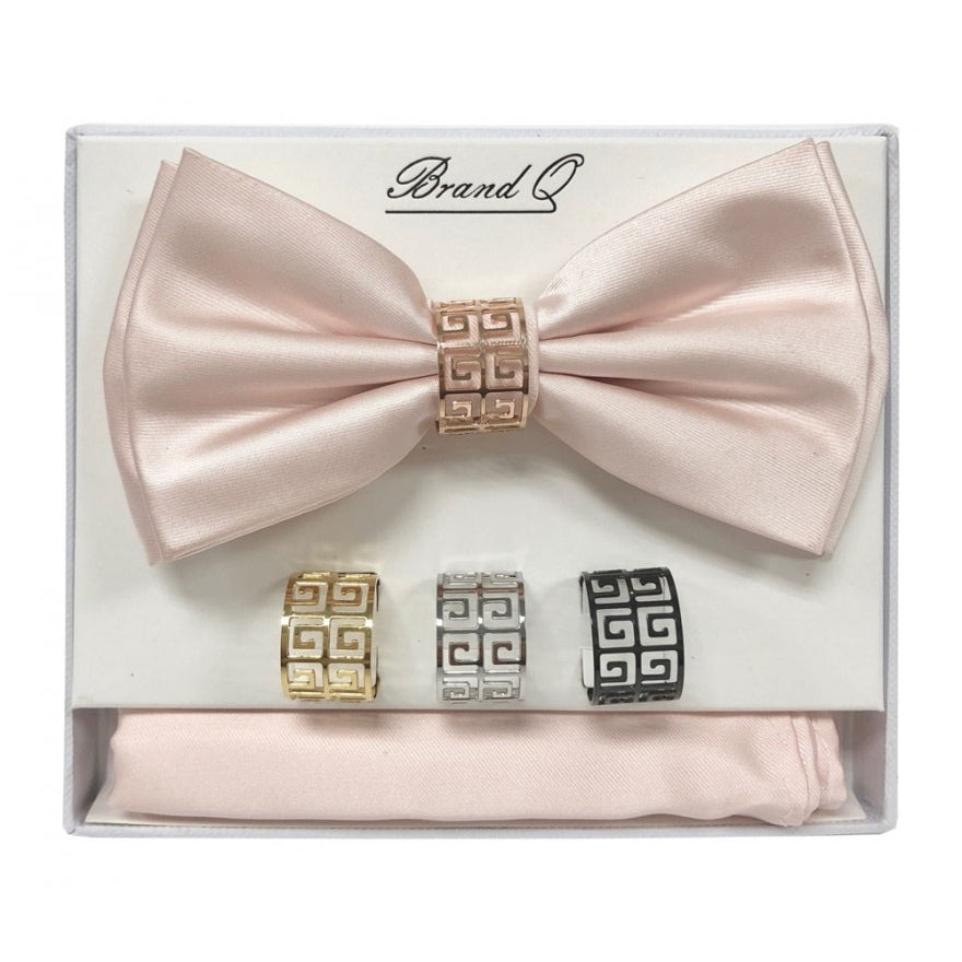 Bow Tie and Pocket Square Set with Rings