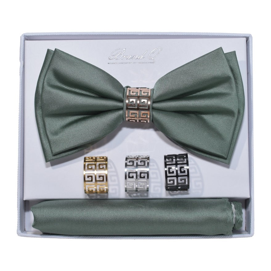 Bow Tie and Pocket Square Set with Rings