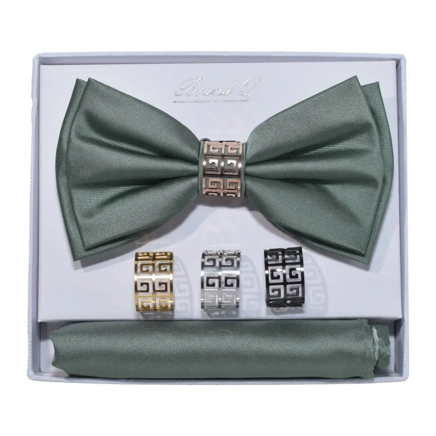 Bow Tie and Pocket Square Set with Rings M & R Clothing