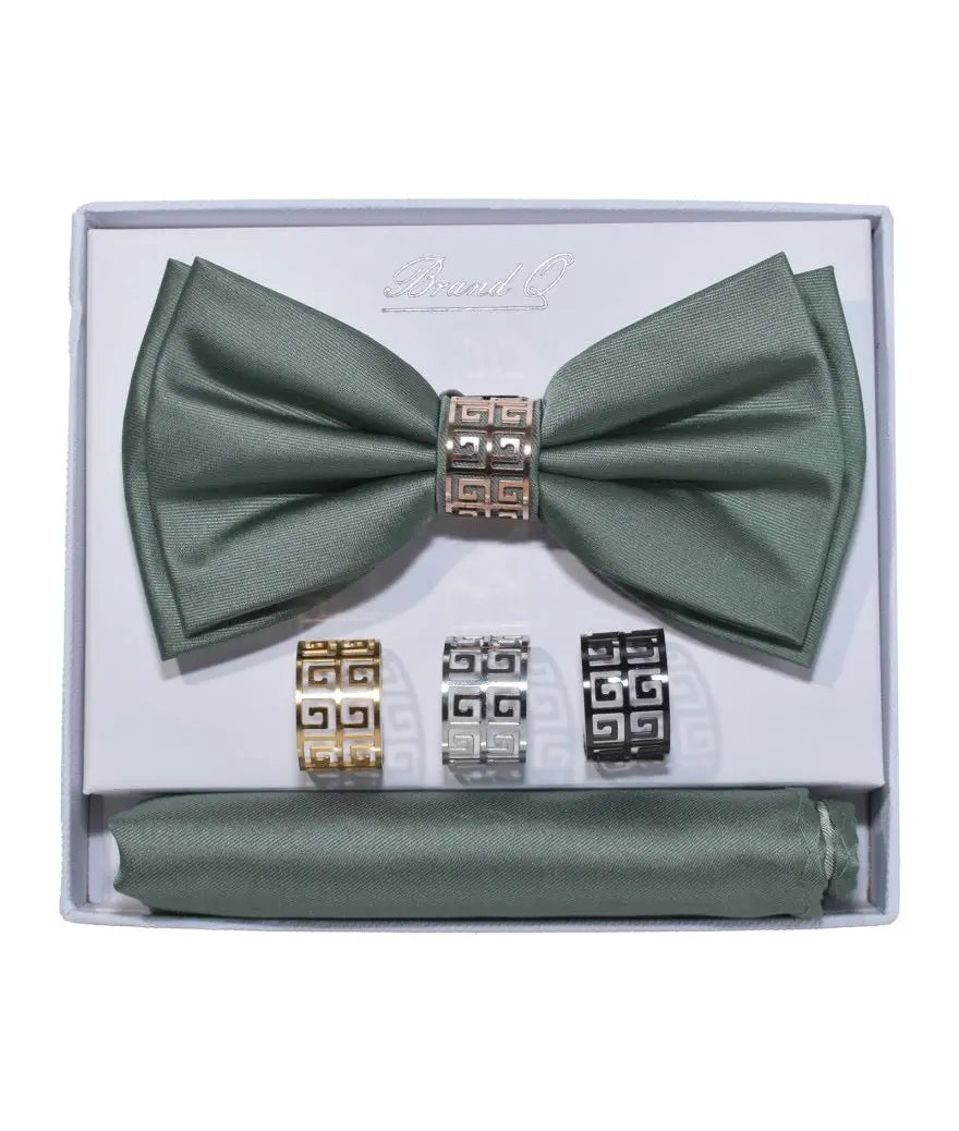 Bow Tie and Pocket Square Set with Rings M & R Clothing