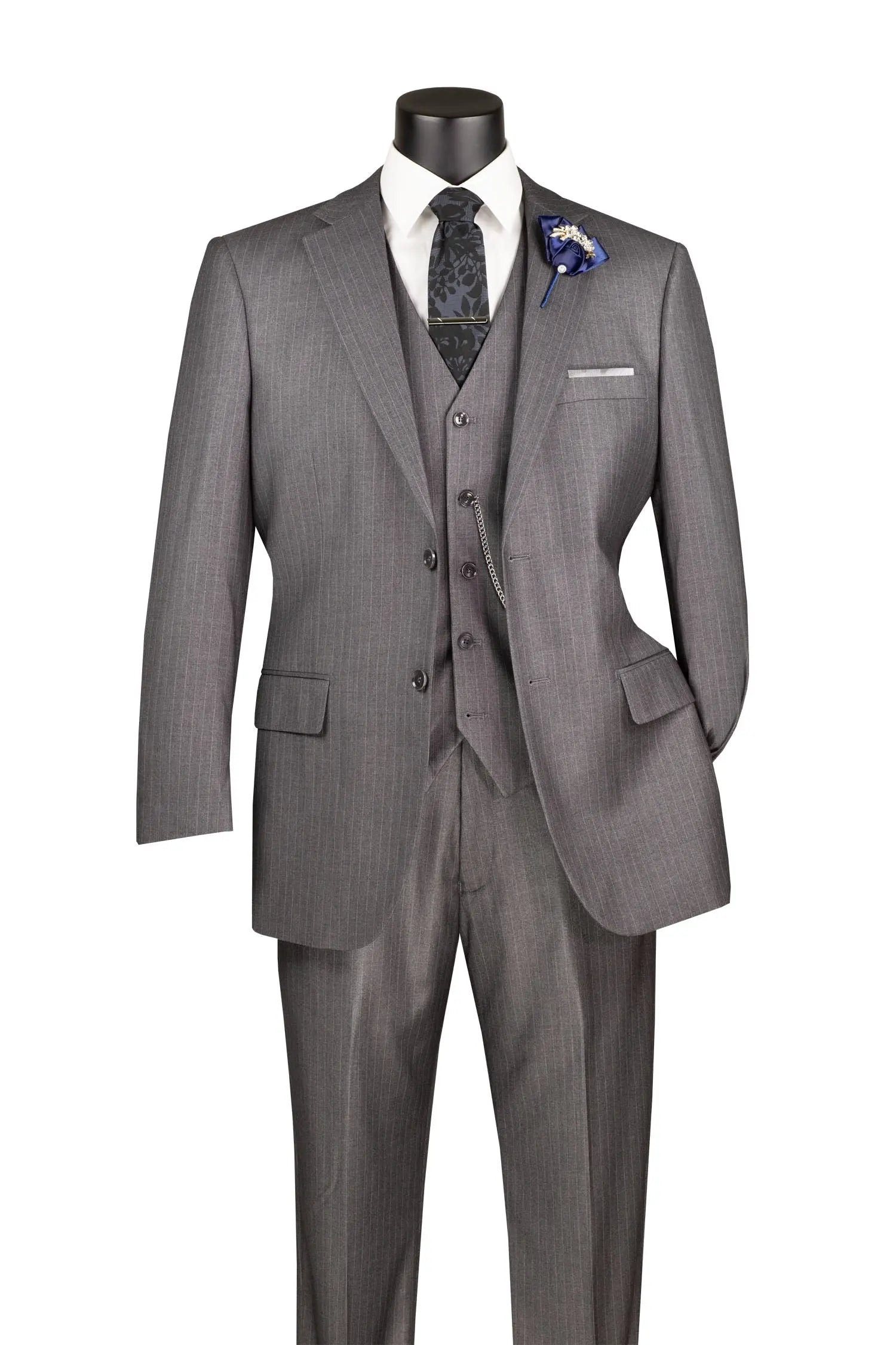 3-Piece Regular Fit Business Stripe Men's Suit M & R Clothing