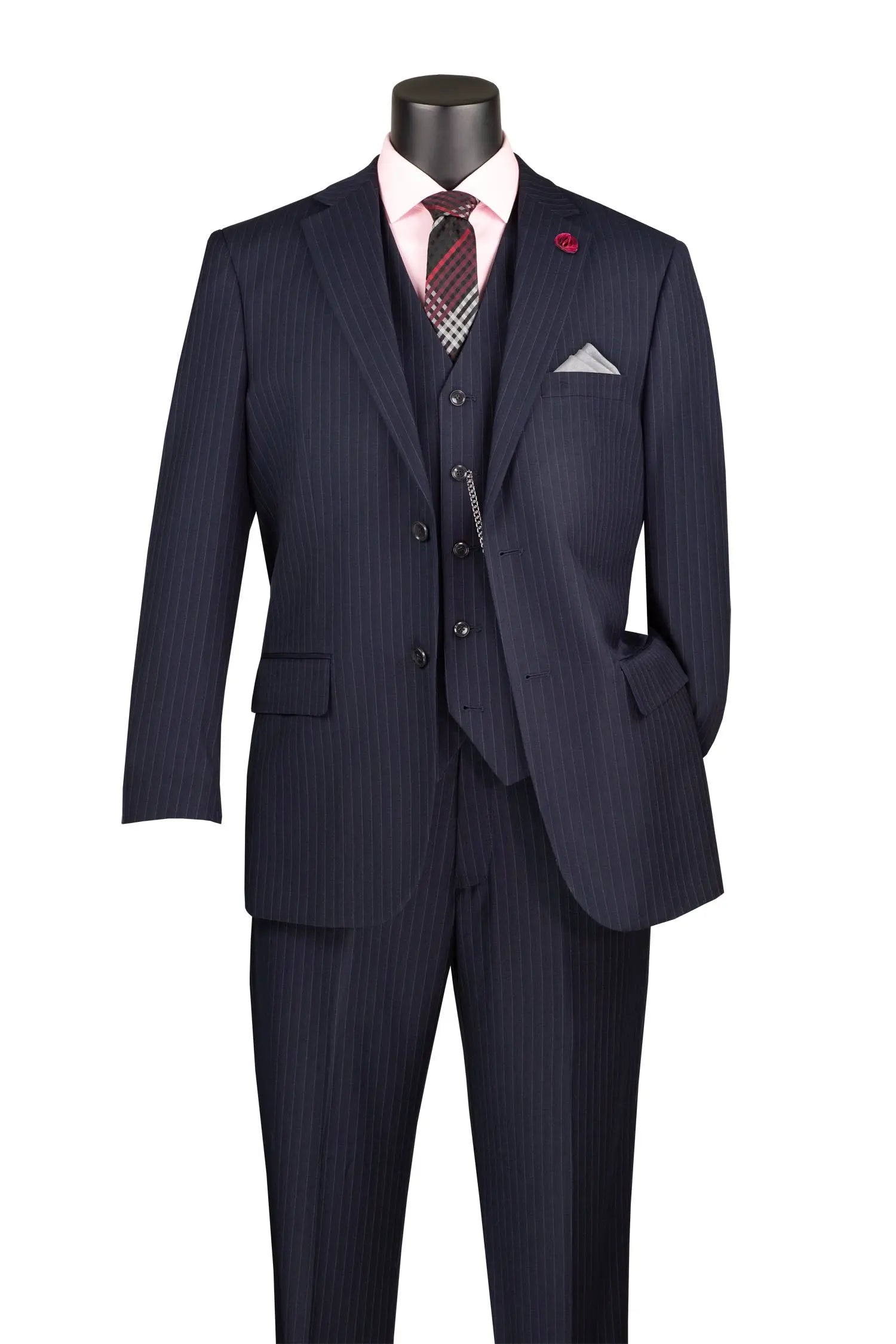 3-Piece Regular Fit Business Stripe Men's Suit M & R Clothing