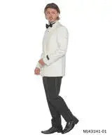 Ivory Shawl Collar Double Breasted Dinner Jacket M & R Clothing