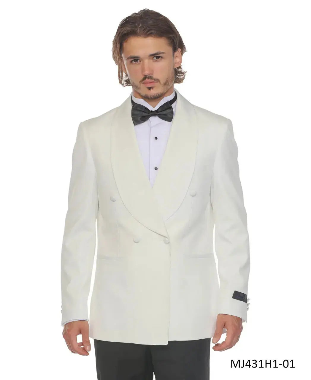 Ivory Shawl Collar Double Breasted Dinner Jacket M & R Clothing