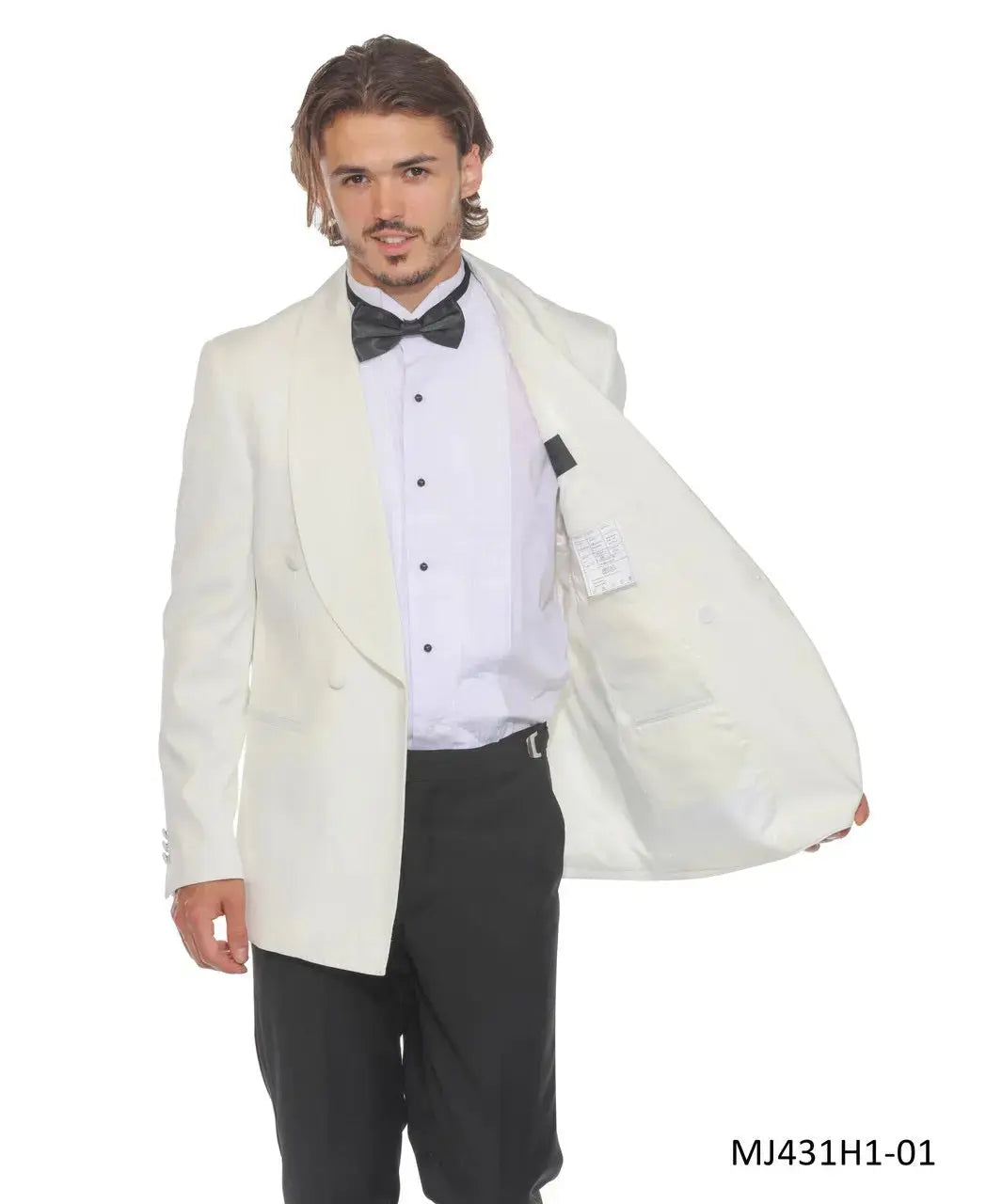 Ivory Shawl Collar Double Breasted Dinner Jacket M & R Clothing