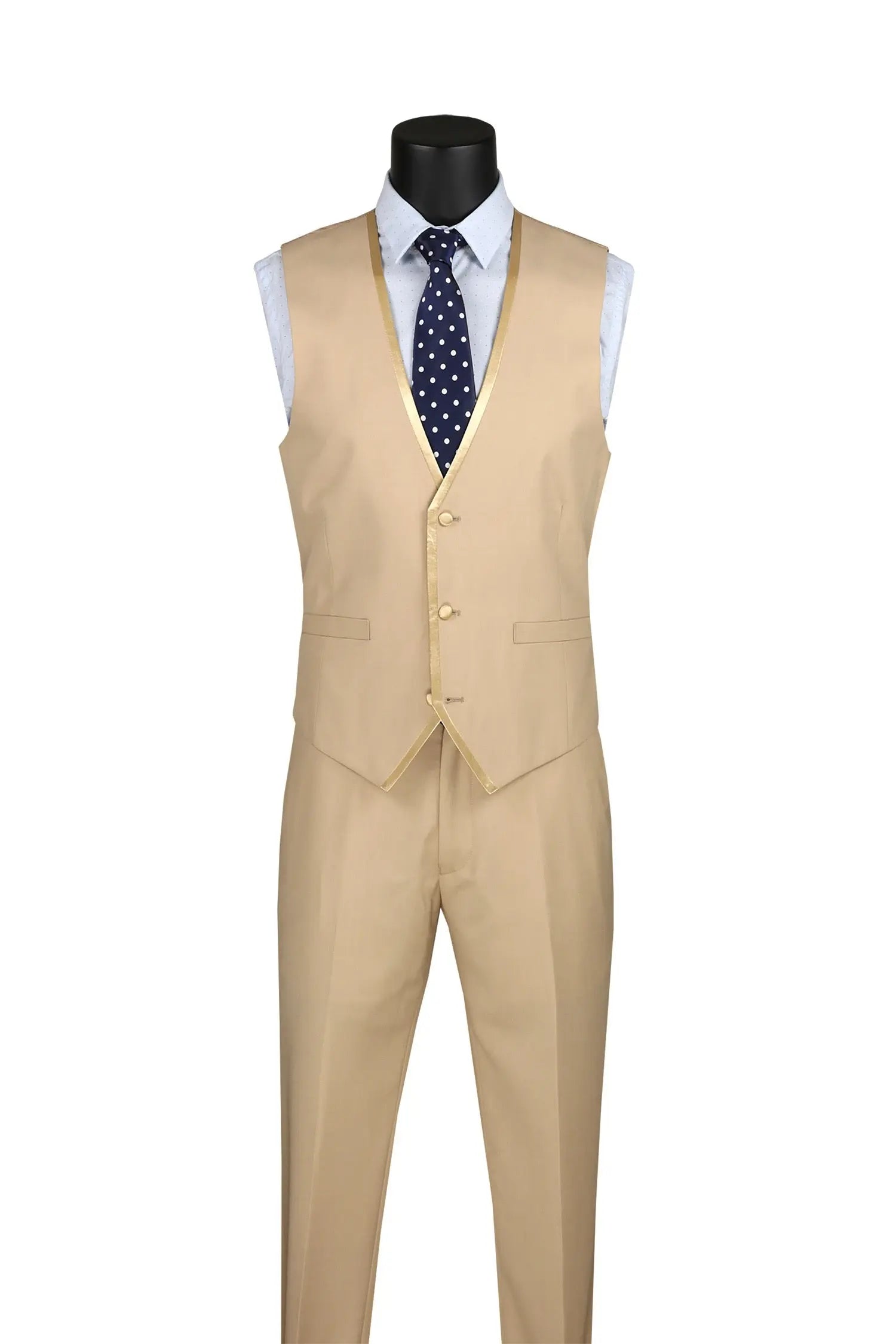 Men's 3-Piece Slim Fit Tuxedo Suit with Satin Trim — Jacket, Vest & Pants M & R Clothing