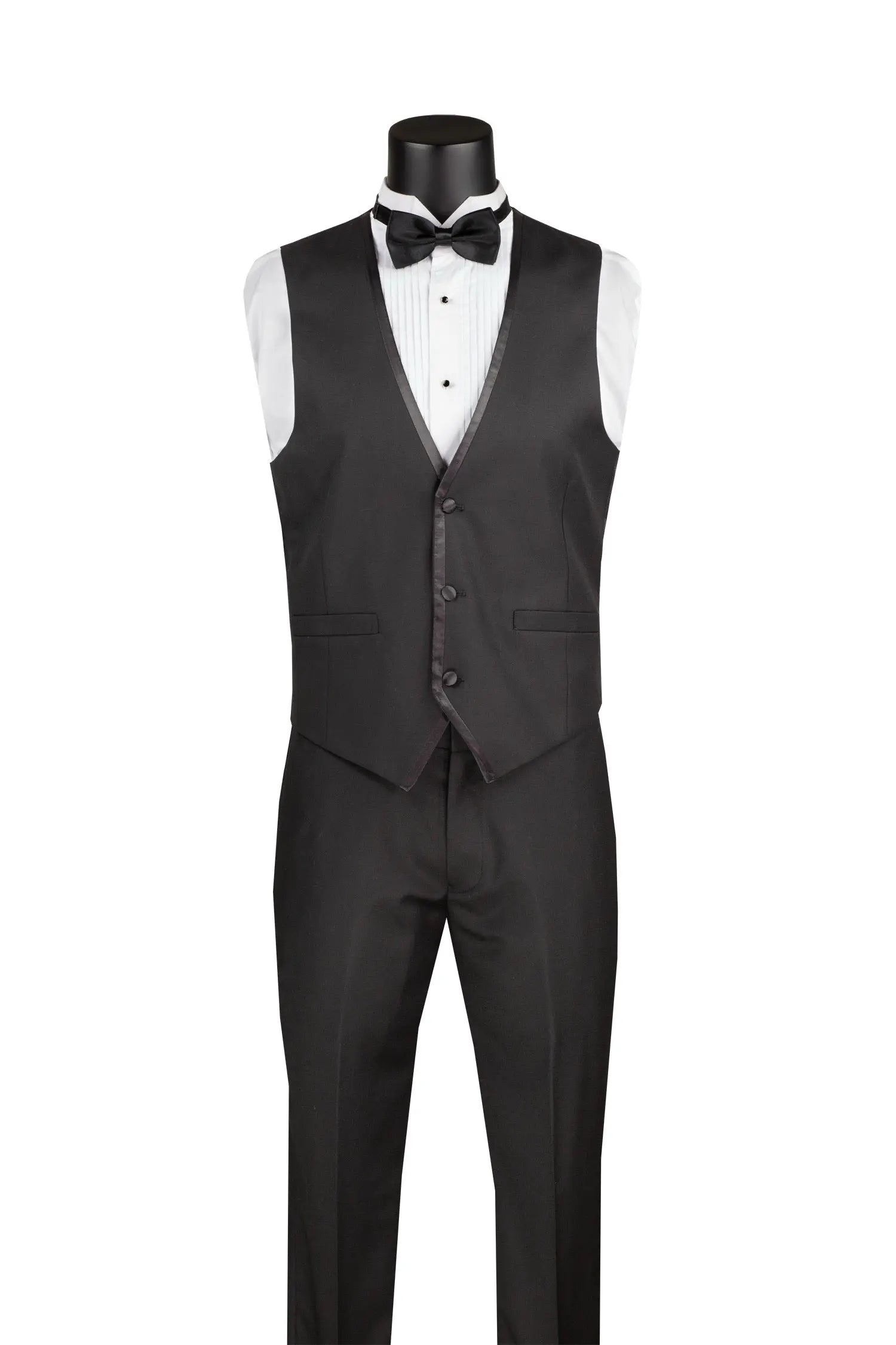 Men's 3-Piece Slim Fit Tuxedo Suit with Satin Trim — Jacket, Vest & Pants M & R Clothing