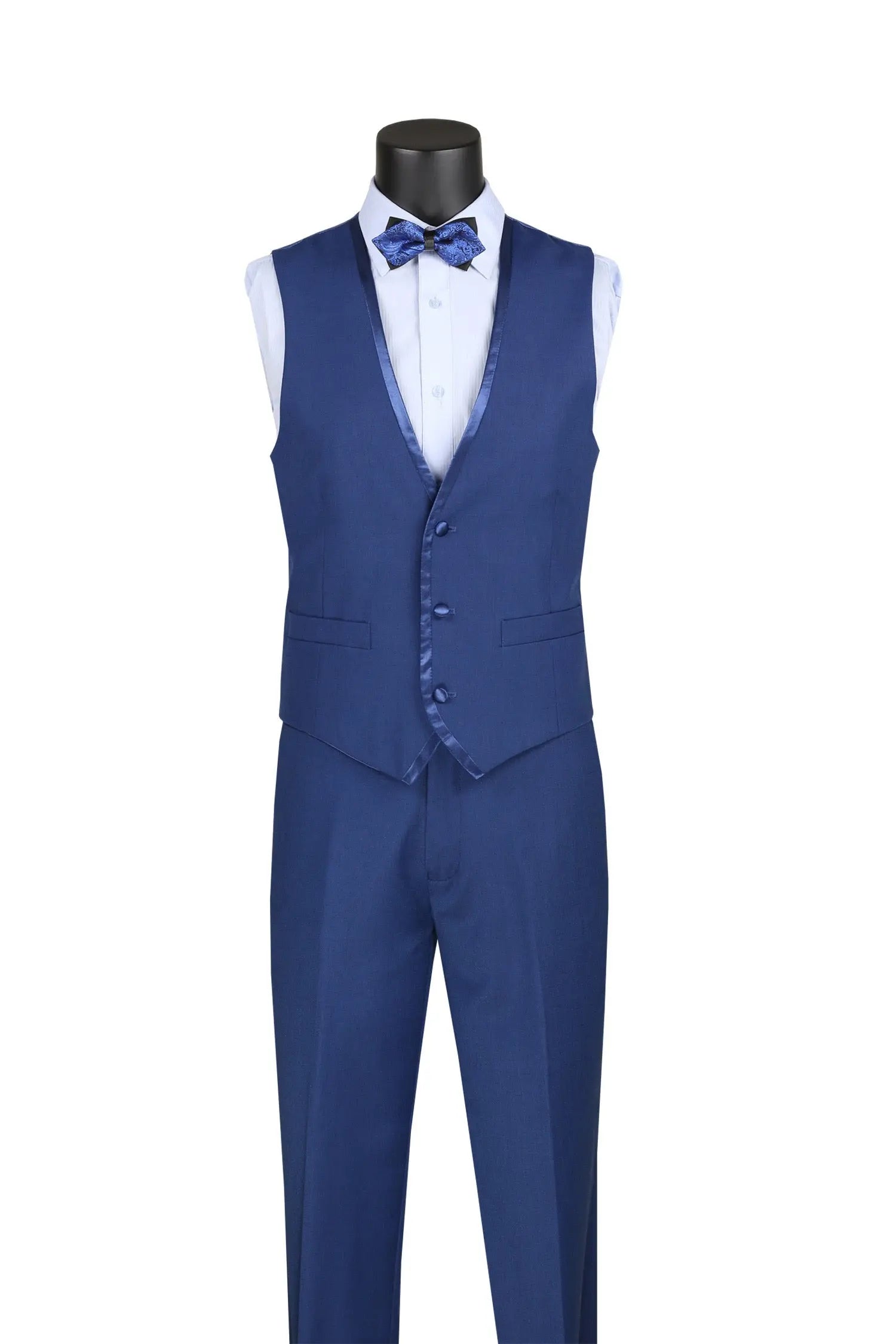 Men's 3-Piece Slim Fit Tuxedo Suit with Satin Trim — Jacket, Vest & Pants M & R Clothing