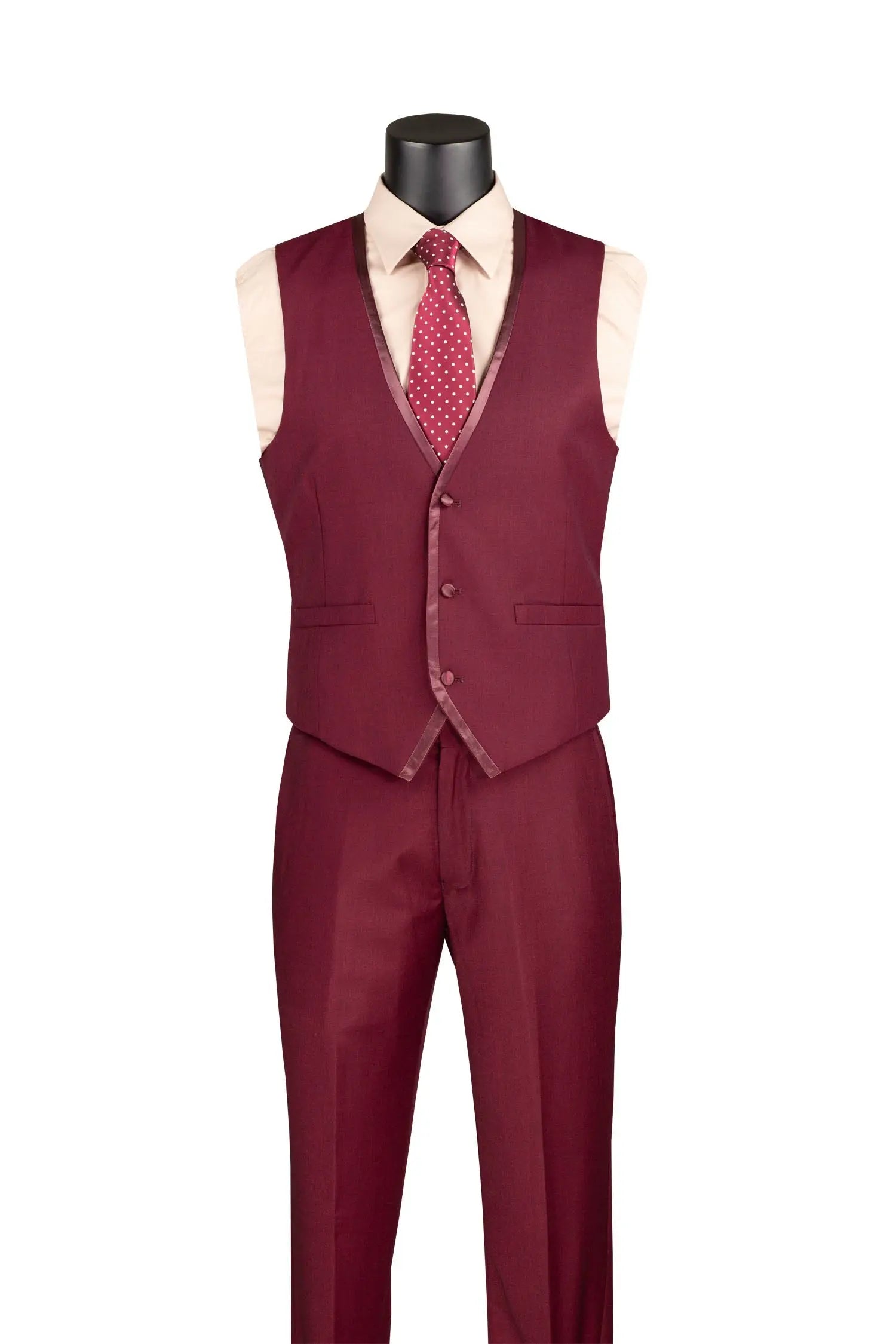 Men's 3-Piece Slim Fit Tuxedo Suit with Satin Trim — Jacket, Vest & Pants M & R Clothing