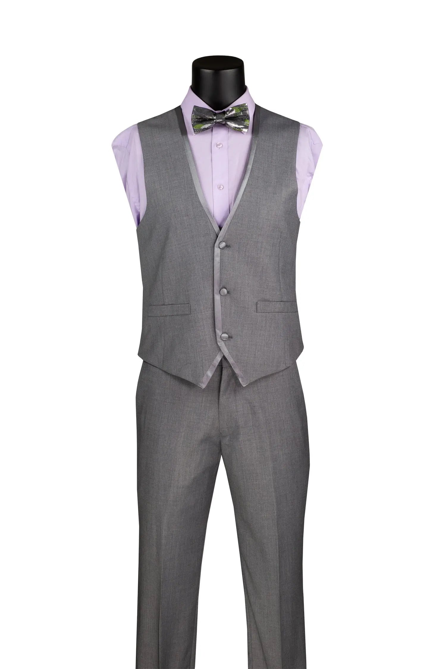 Men's 3-Piece Slim Fit Tuxedo Suit with Satin Trim — Jacket, Vest & Pants M & R Clothing