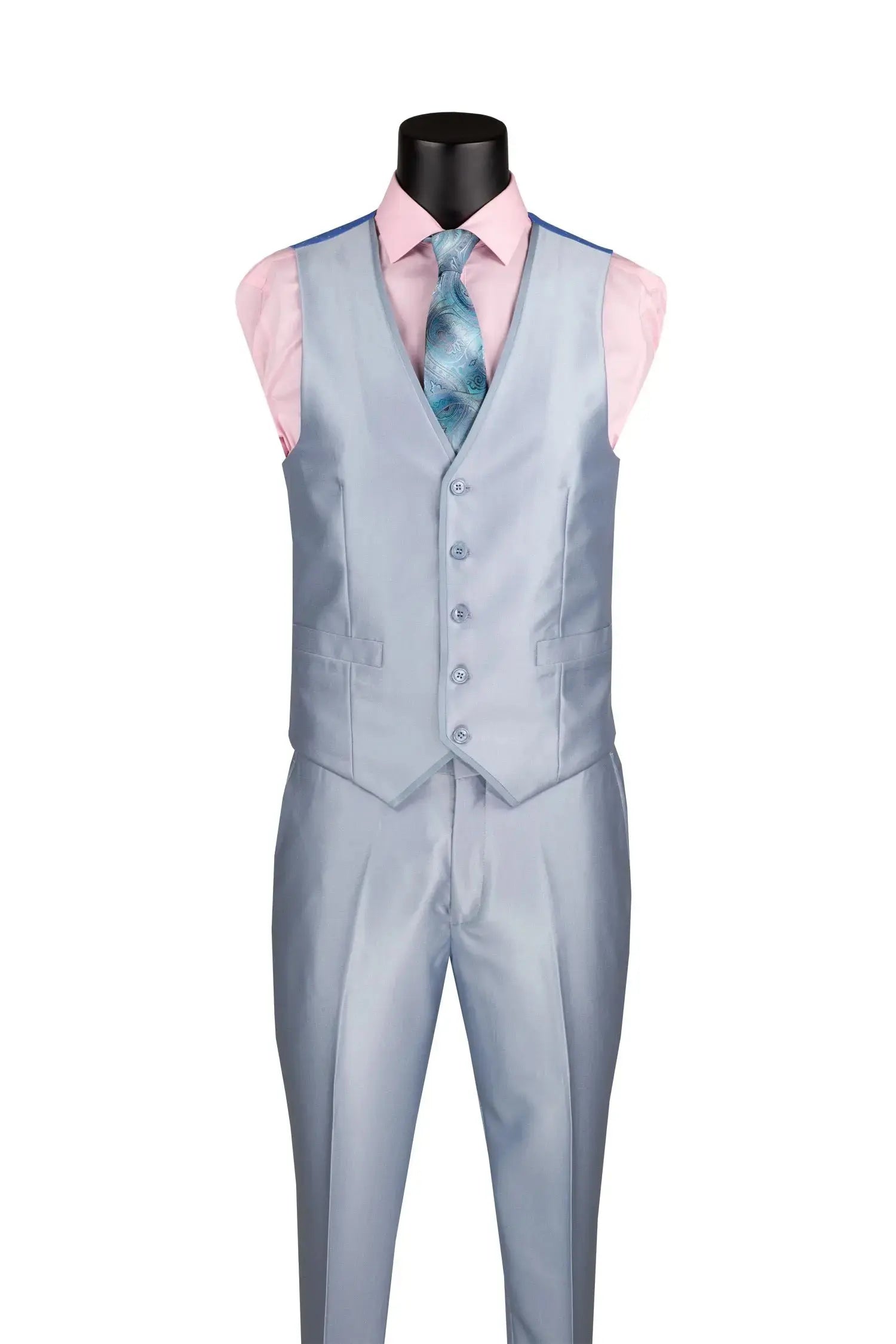 Men's 3-Piece Slim Fit Satin Tuxedo Suit with Satin Trim M & R Clothing