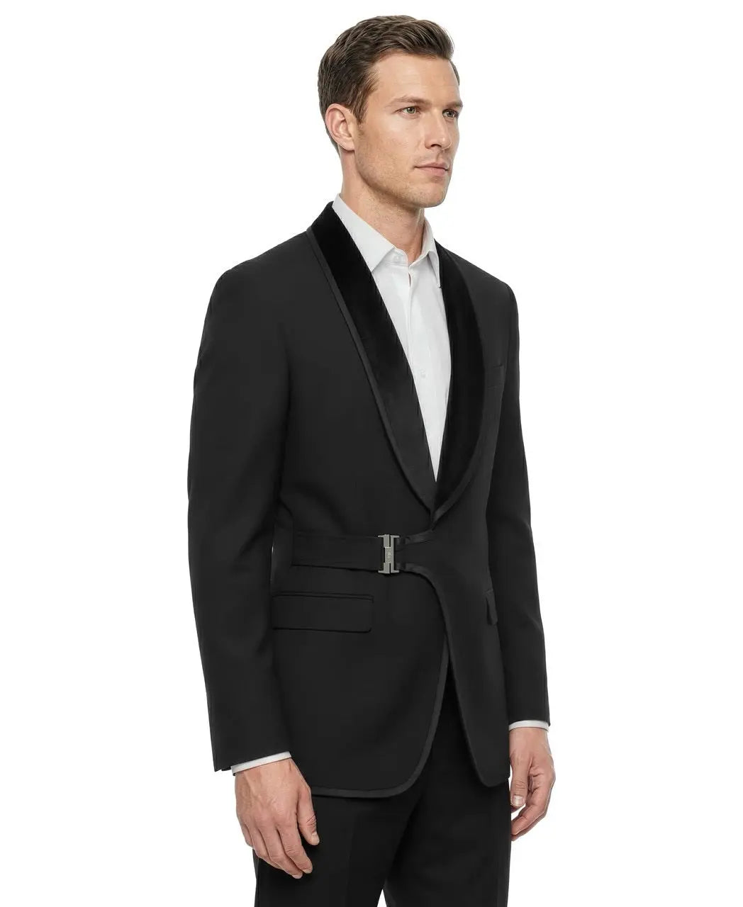 2-Piece Side Buckle Tuxedo with Velvet Lapel Tazzio