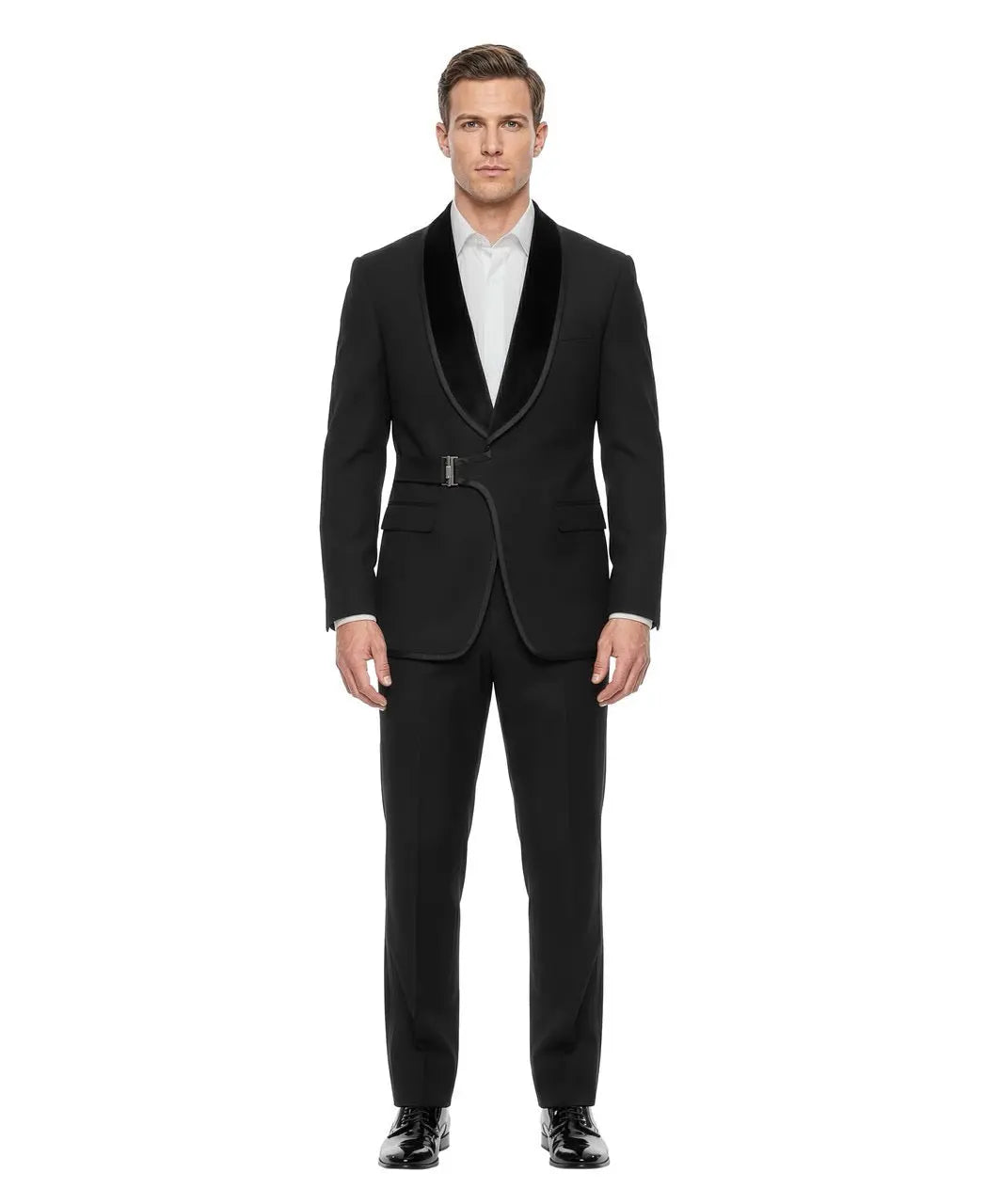 2-Piece Side Buckle Tuxedo with Velvet Lapel Tazzio