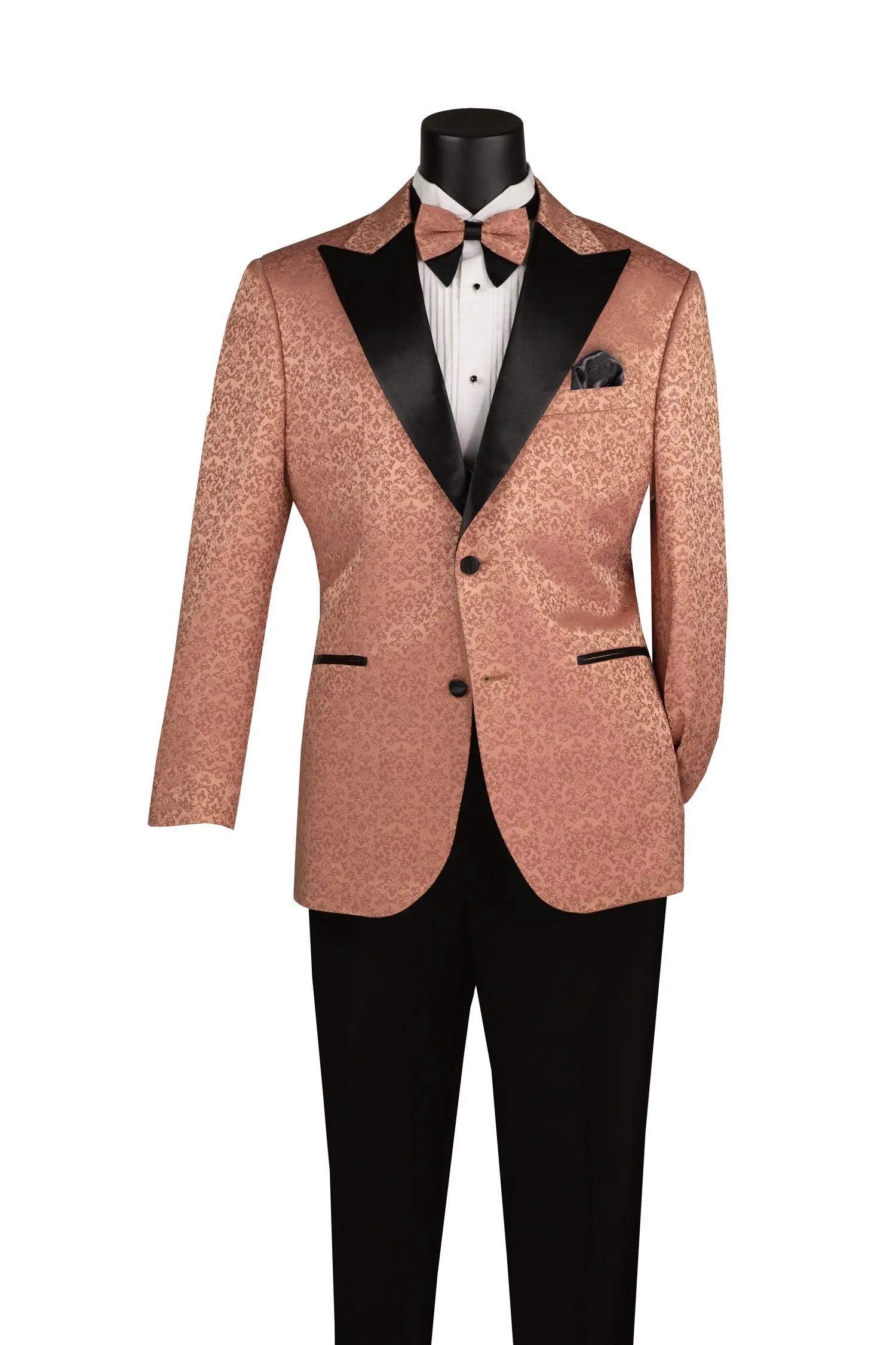 Men's Regular Fit Floral Jacquard Blazer with Bow Tie M & R Clothing M & R Clothing Mens-Tuxedos