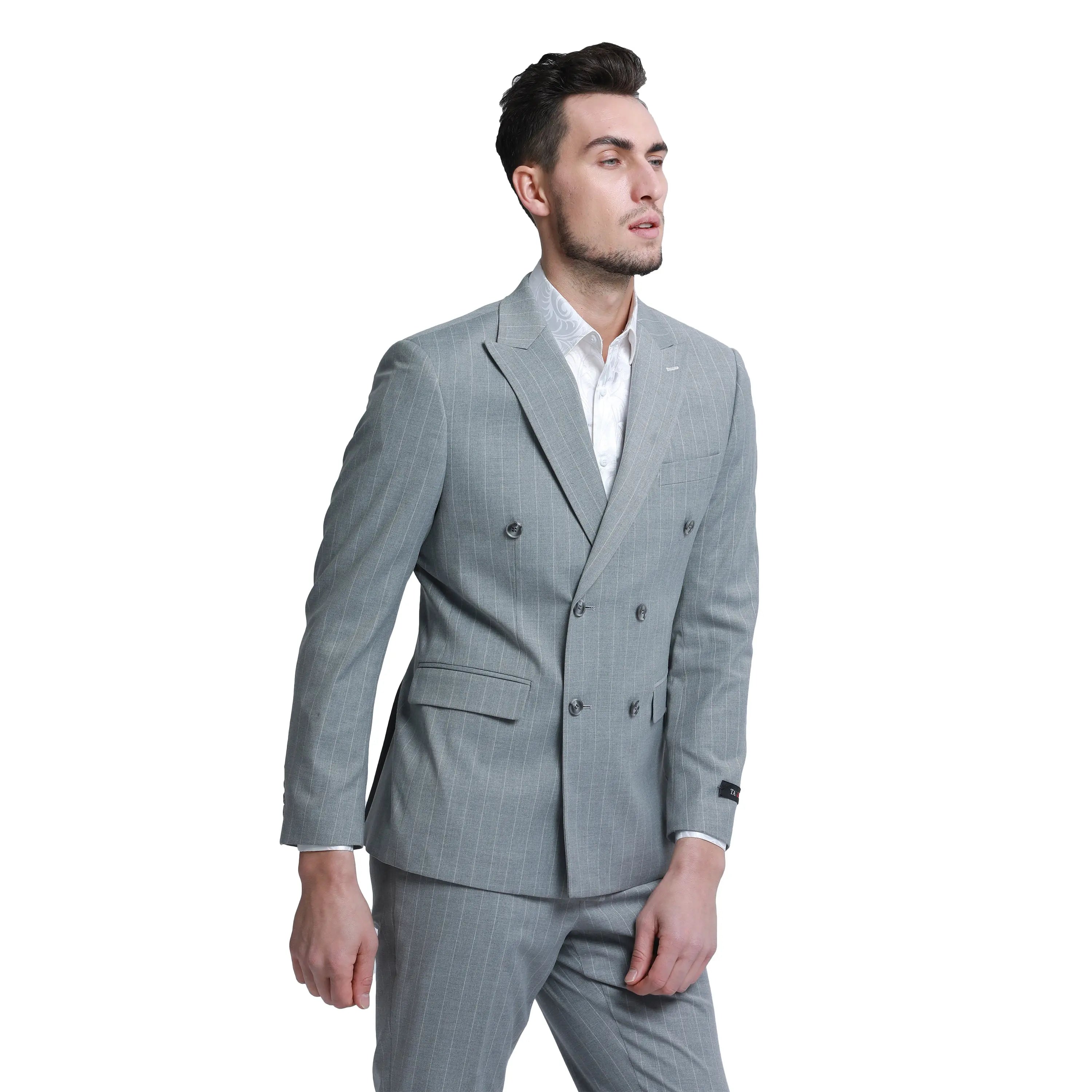 2-Piece Slim Fit Pinstripe Double Breast Suit Tazzio