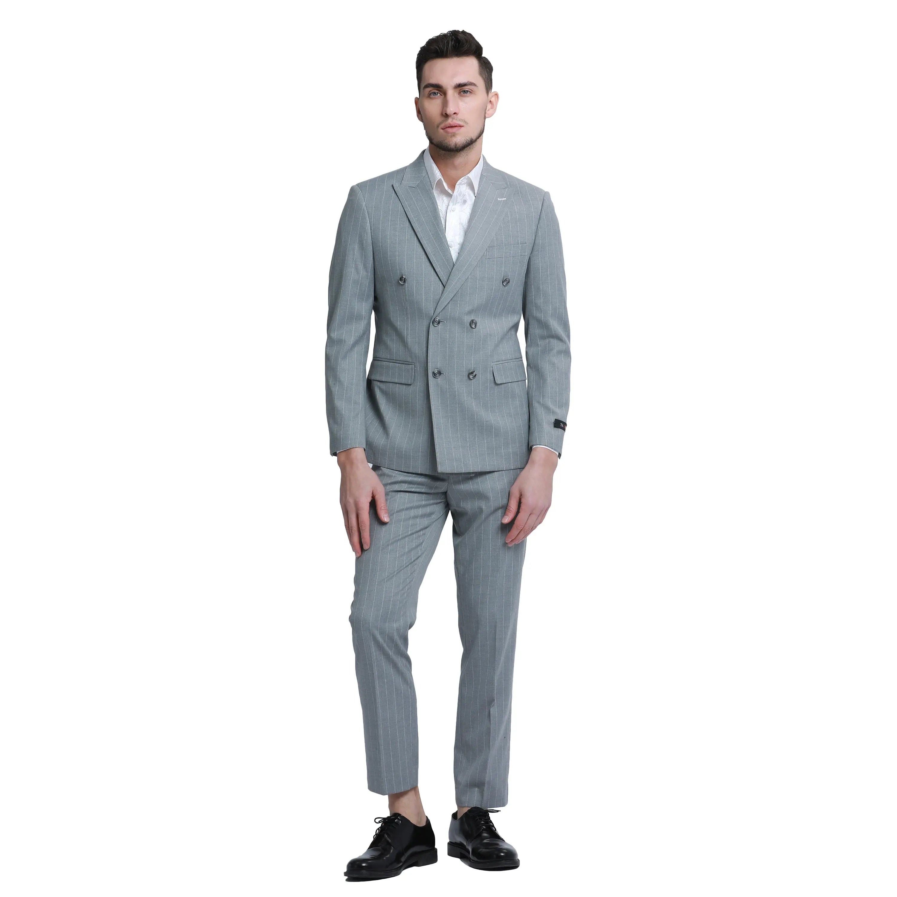 2-Piece Slim Fit Pinstripe Double Breast Suit Tazzio