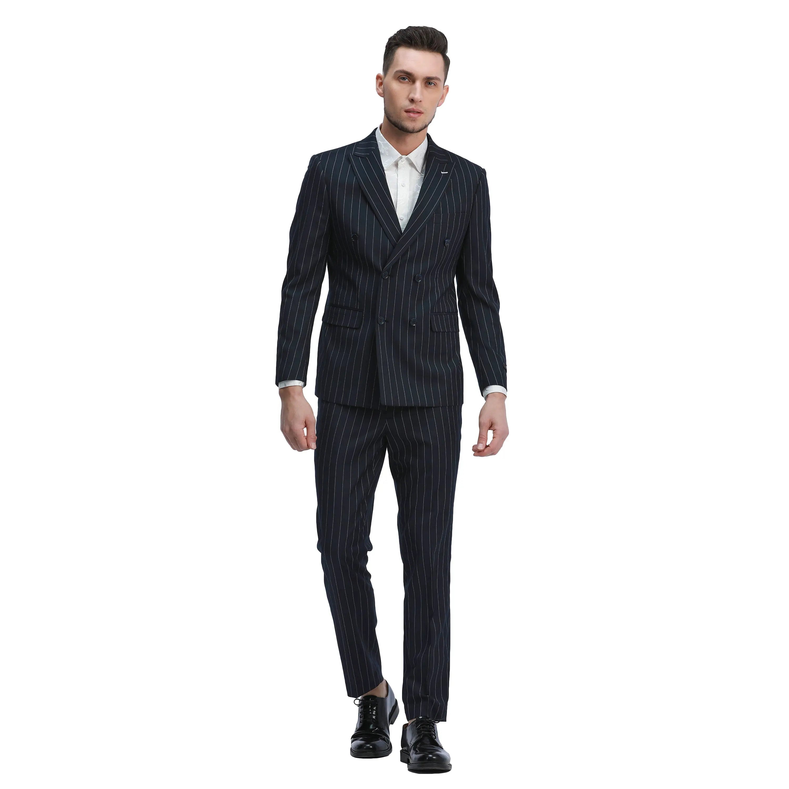 2-Piece Slim Fit Pinstripe Double Breast Suit Tazzio