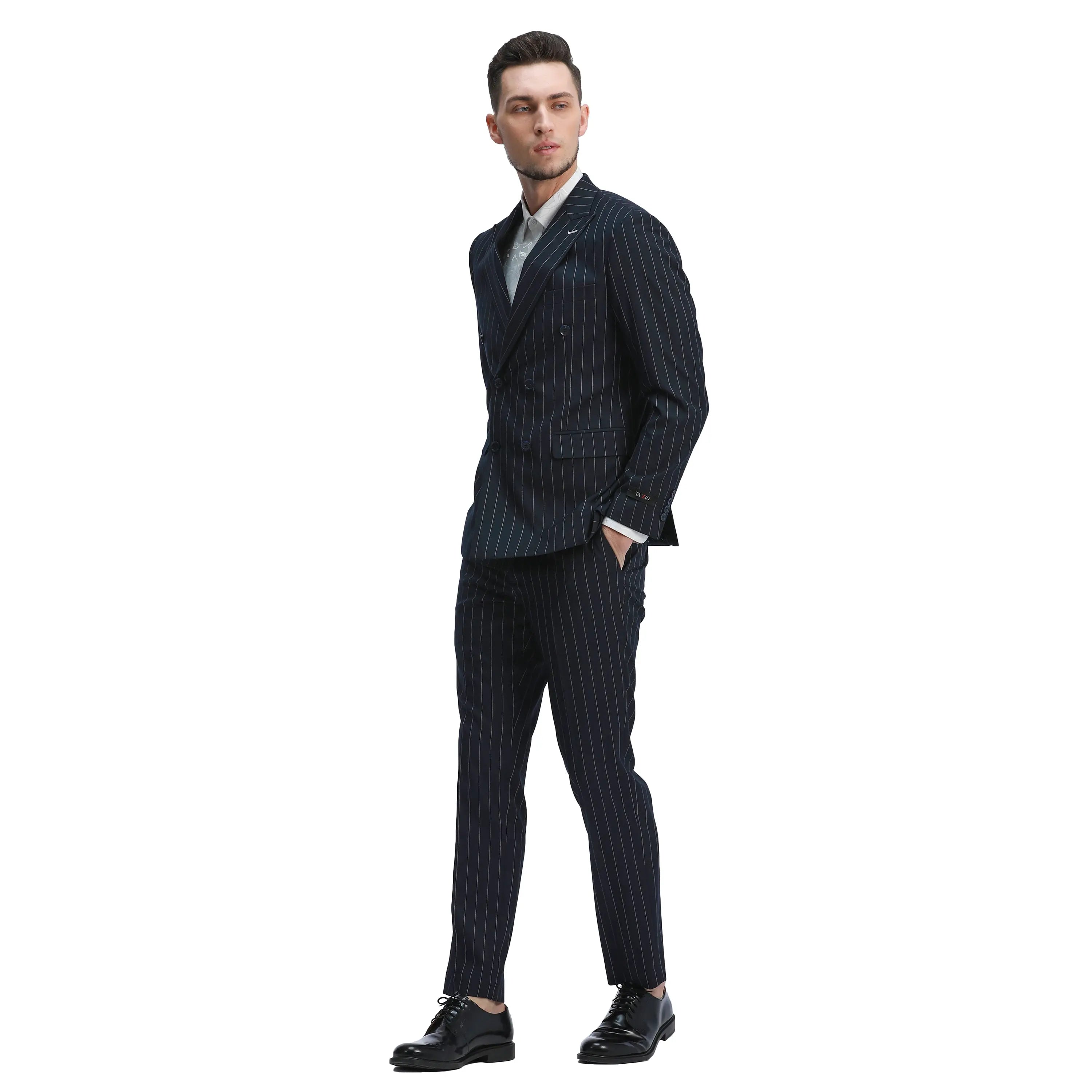 2-Piece Slim Fit Pinstripe Double Breast Suit Tazzio