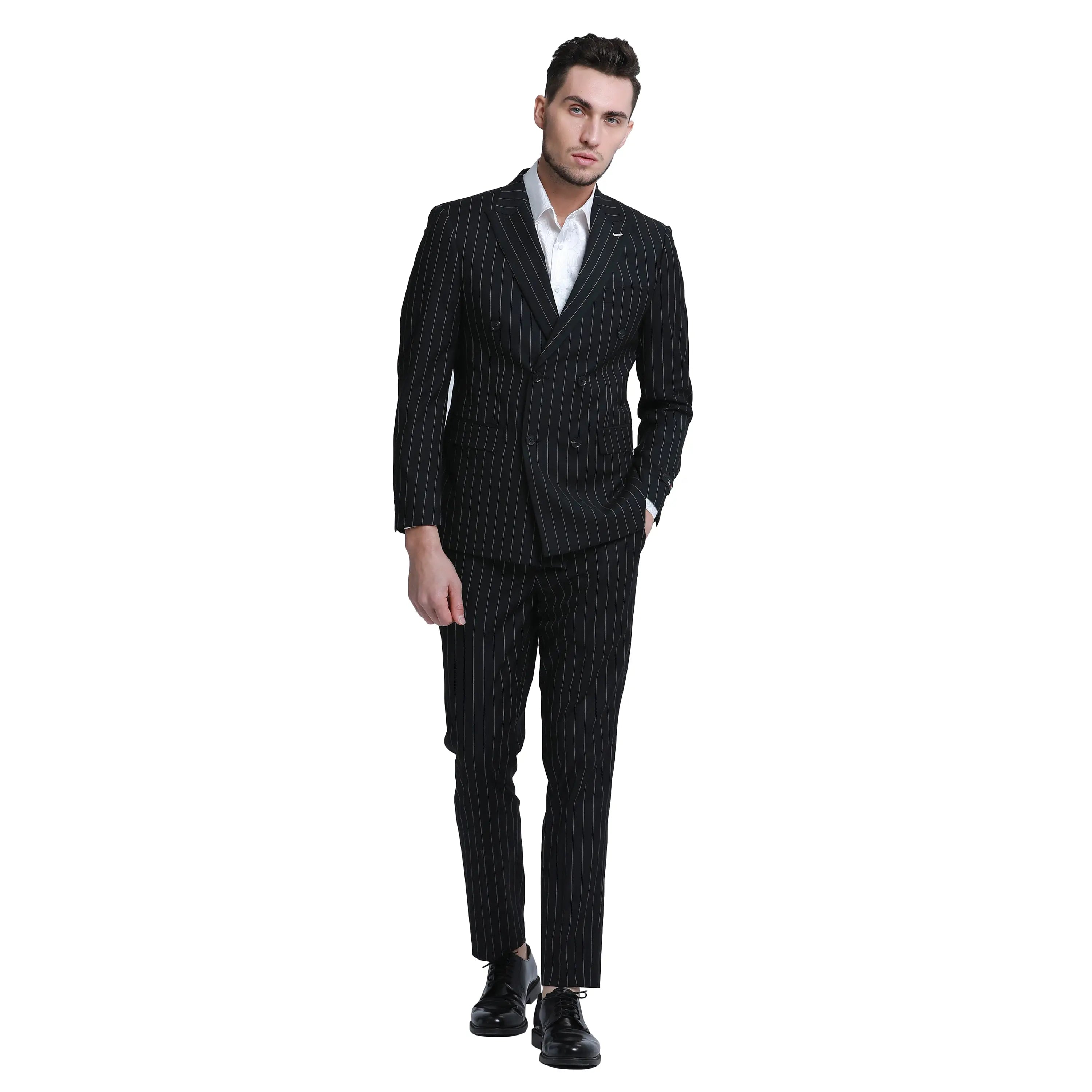 2-Piece Slim Fit Pinstripe Double Breast Suit Tazzio