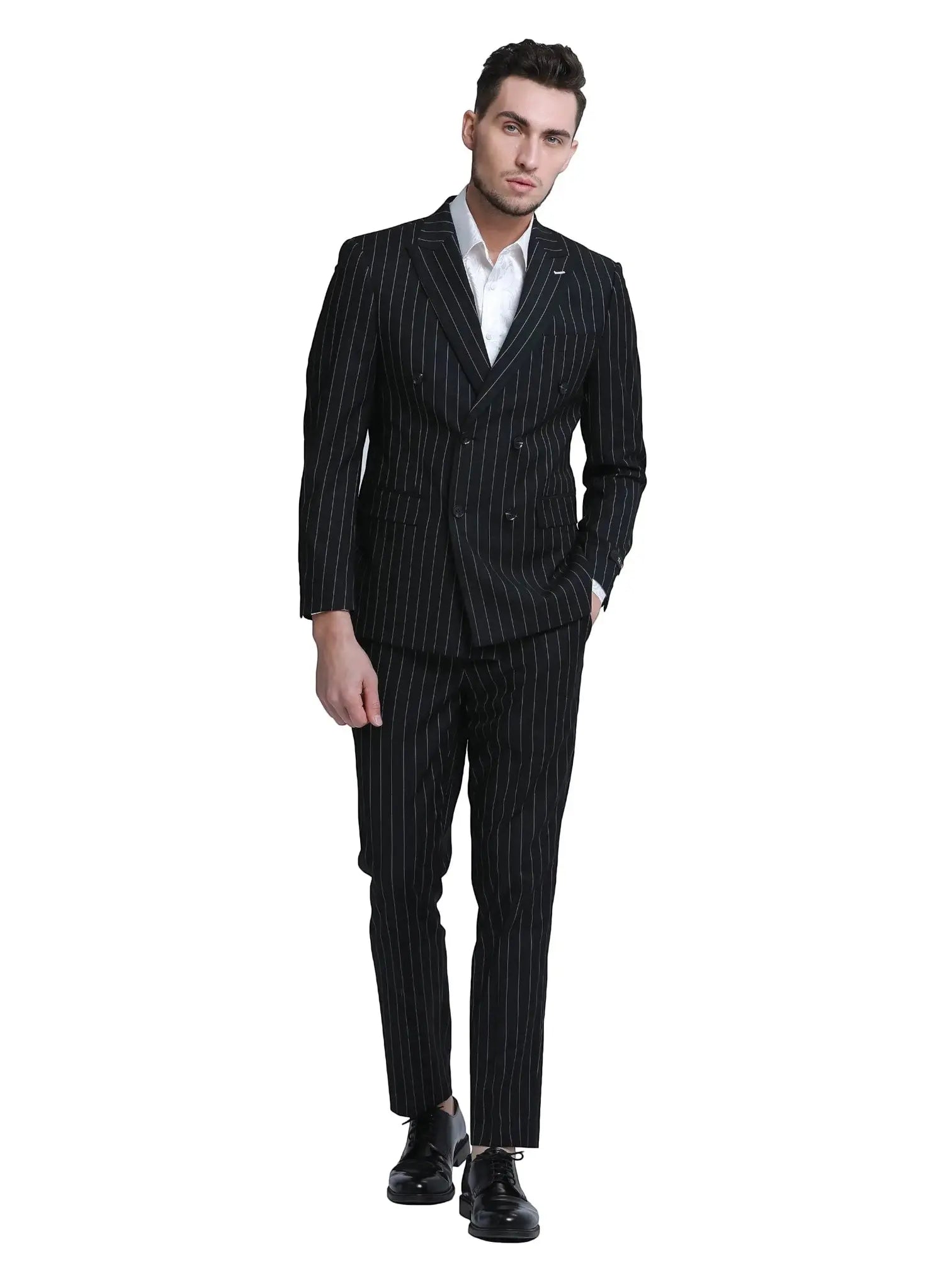 2-Piece Slim Fit Pinstripe Double Breast Suit Tazzio