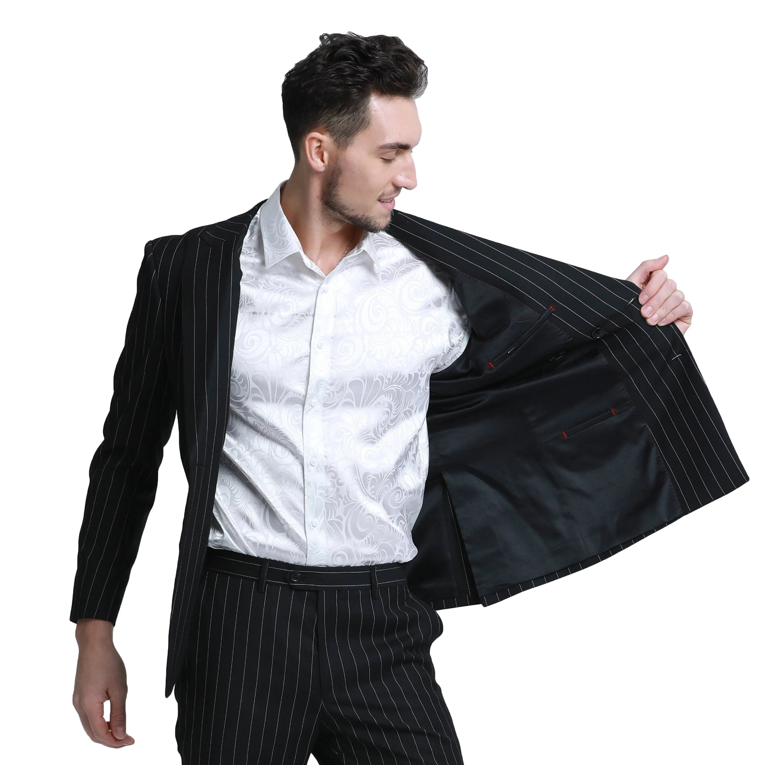 2-Piece Slim Fit Pinstripe Double Breast Suit Tazzio