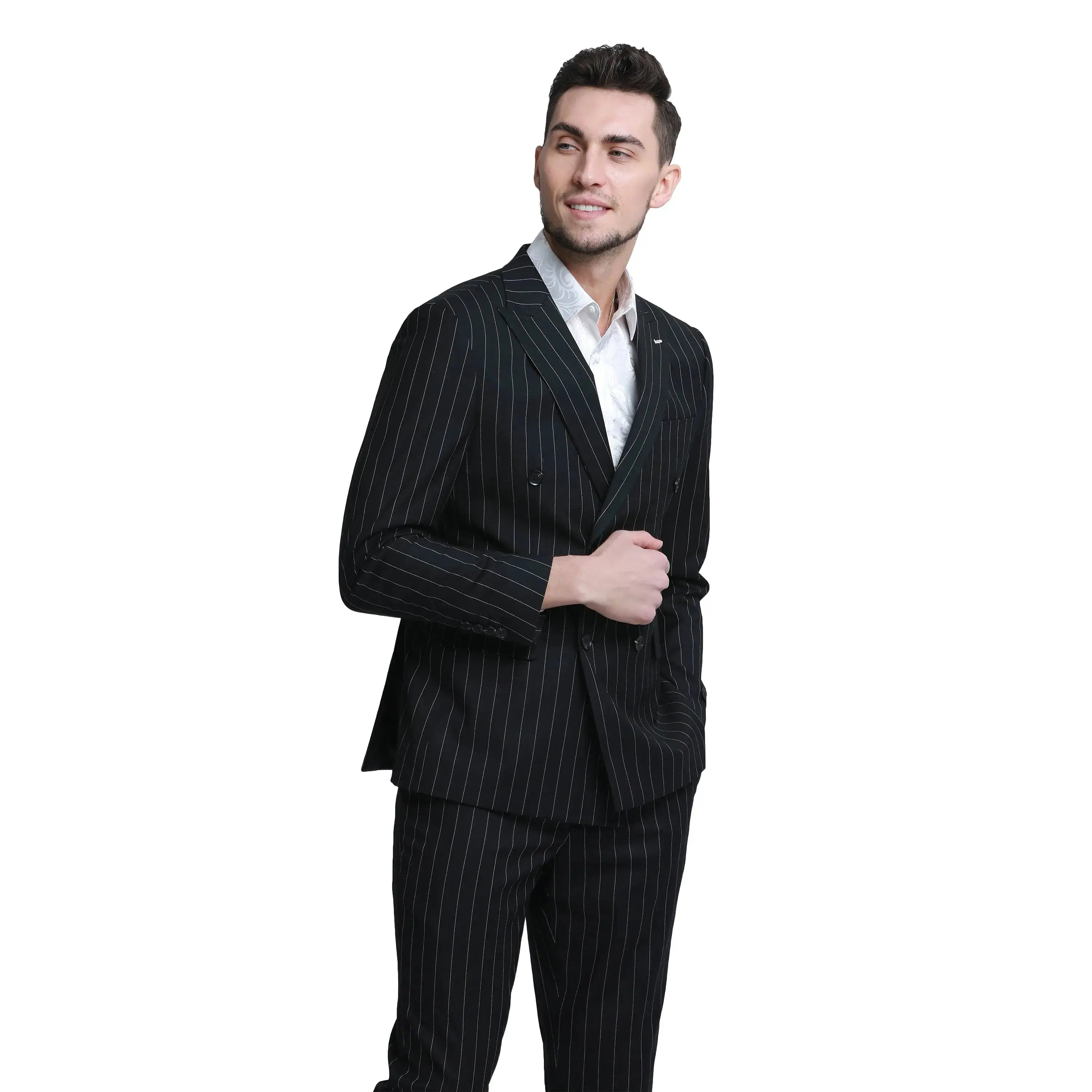 2-Piece Slim Fit Pinstripe Double Breast Suit Tazzio