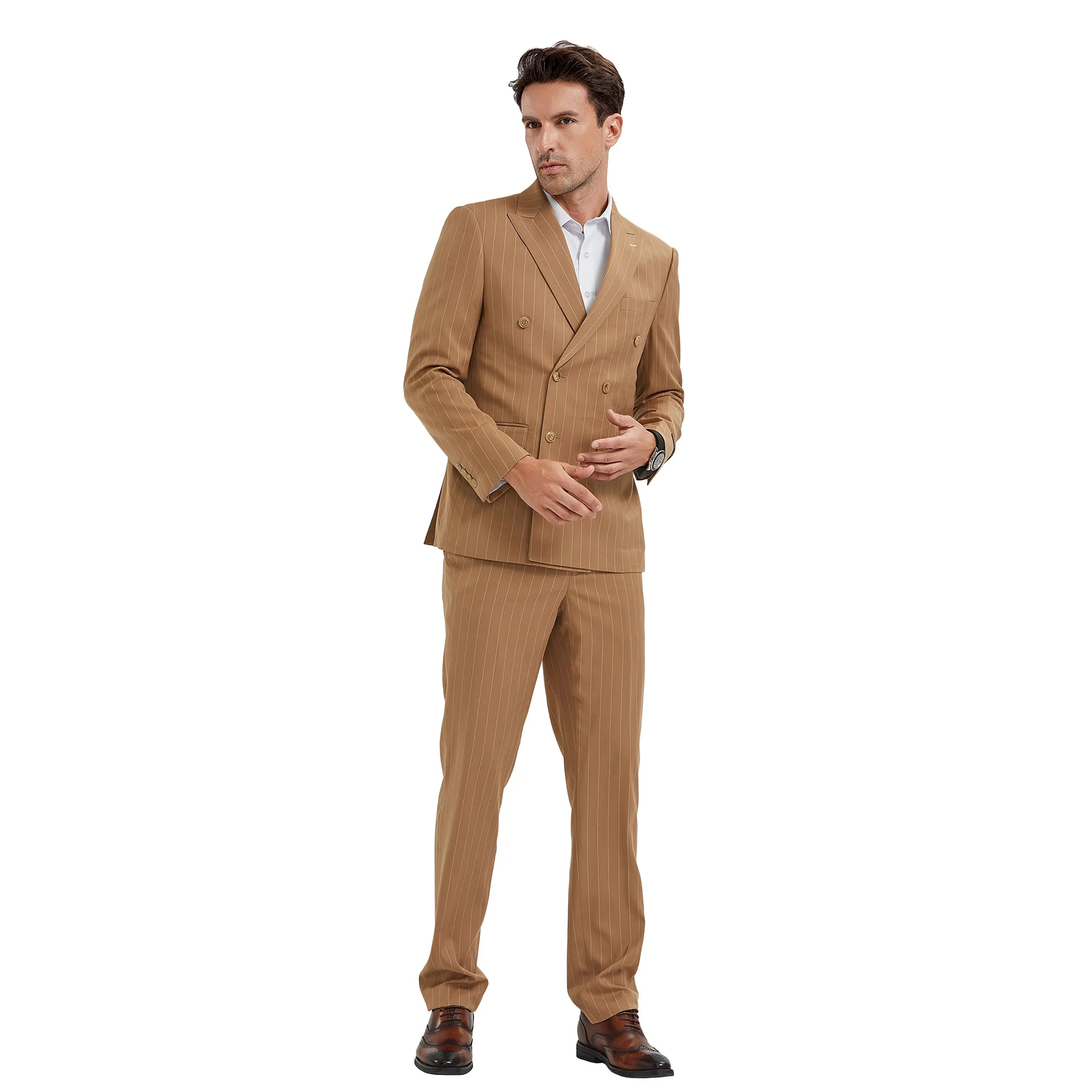 2-Piece Slim Fit Pinstripe Double Breast Suit Tazzio