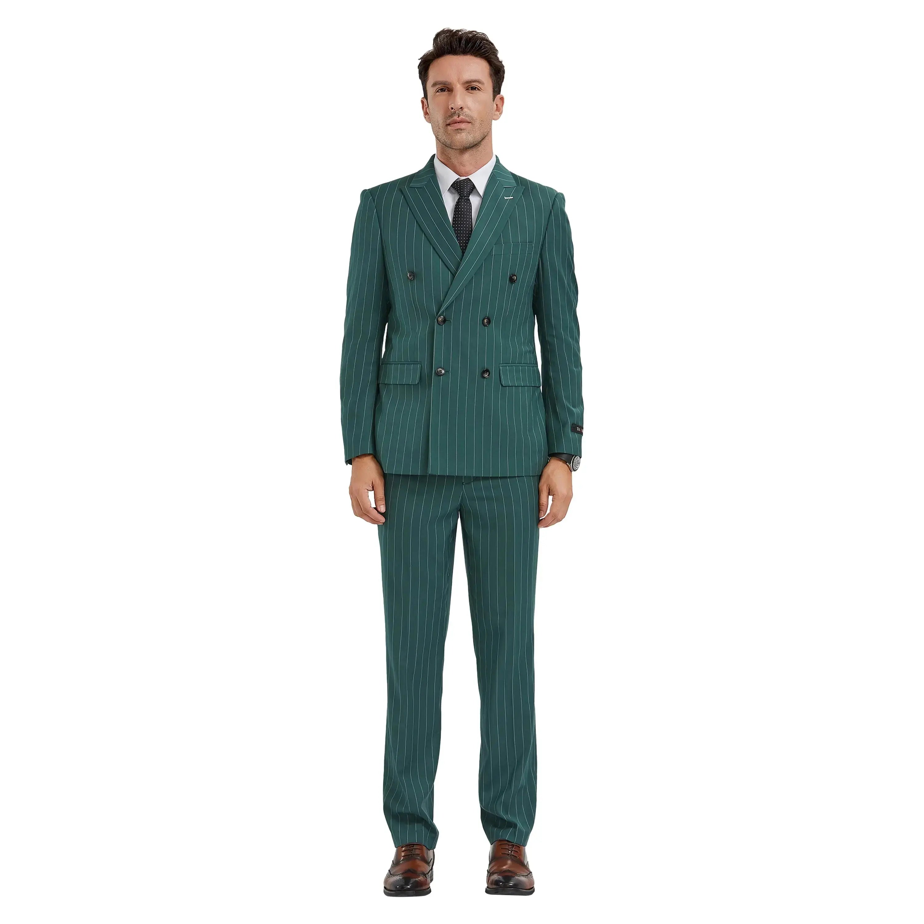 2-Piece Slim Fit Pinstripe Double Breast Suit Tazzio