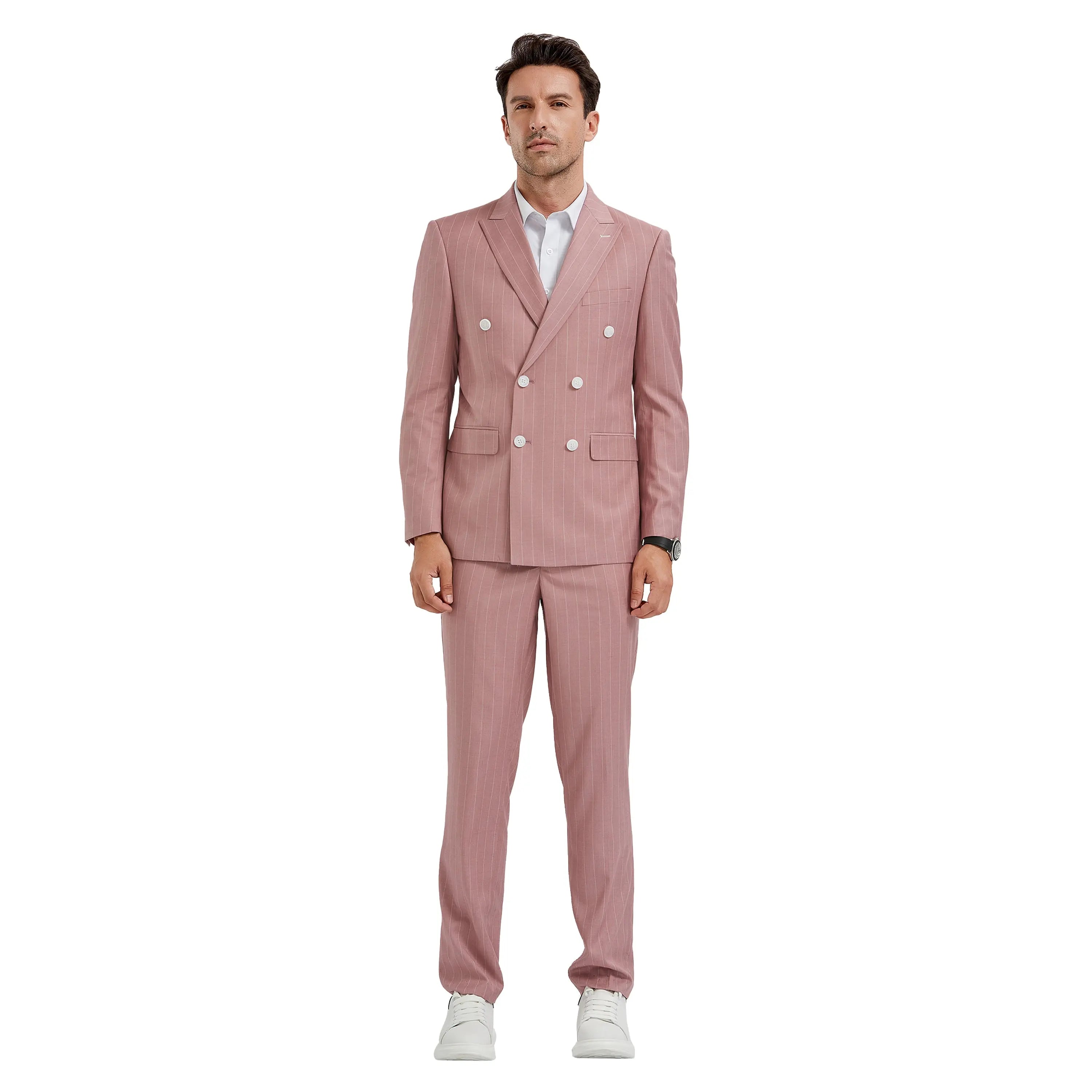 2-Piece Slim Fit Pinstripe Double Breast Suit Tazzio