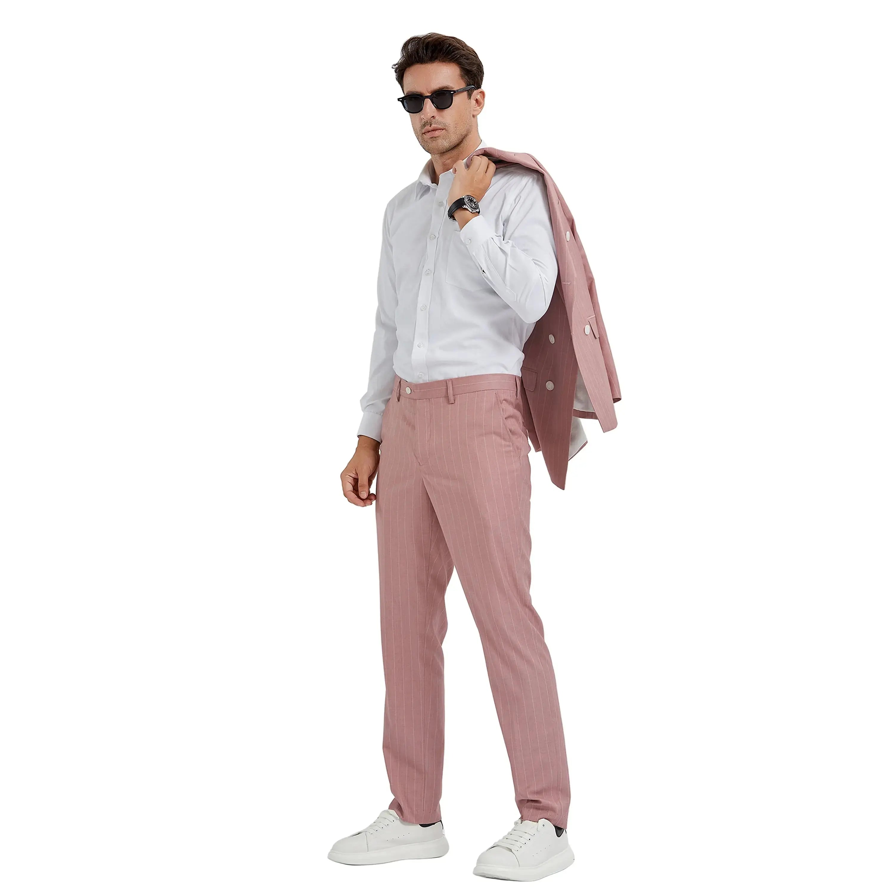 2-Piece Slim Fit Pinstripe Double Breast Suit Tazzio