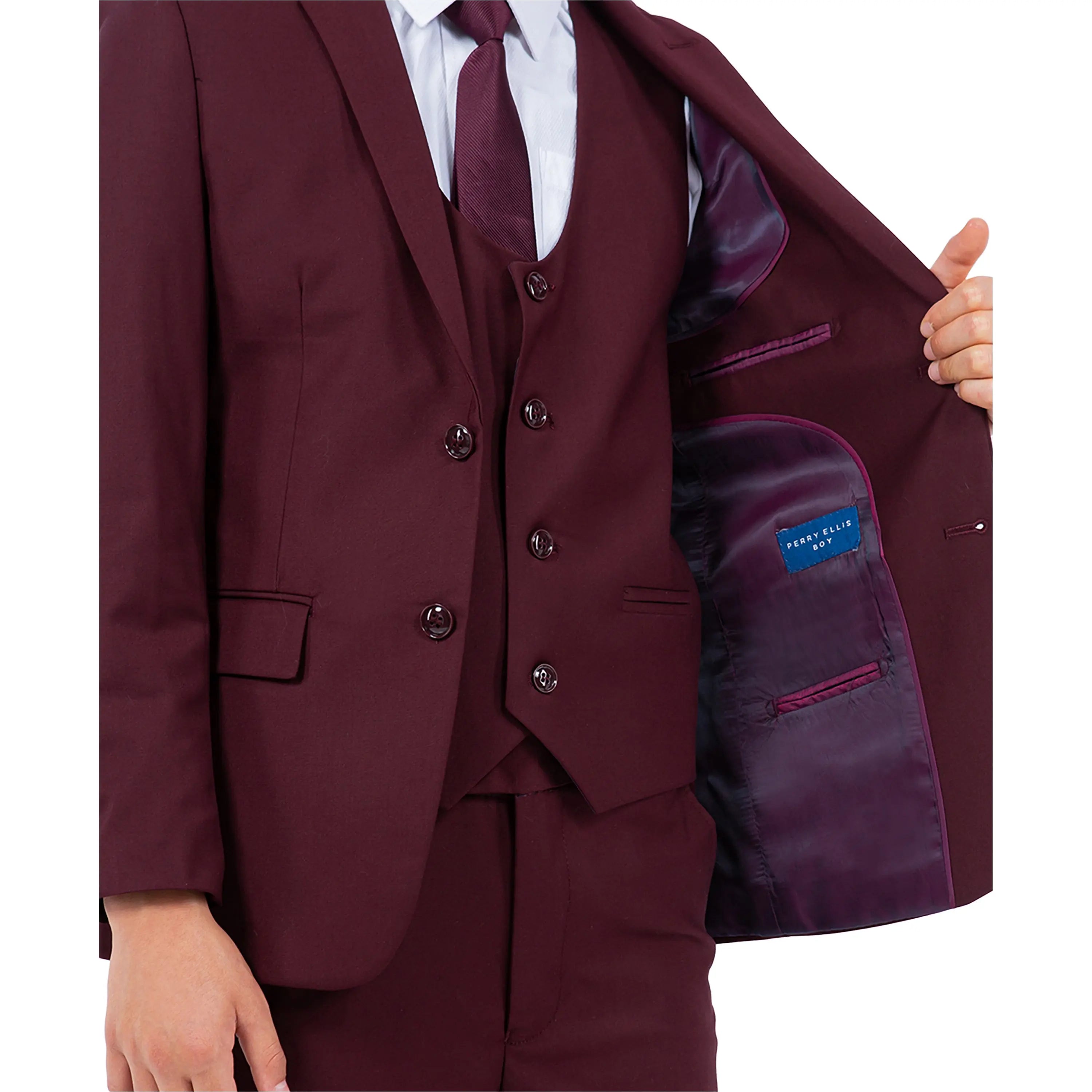 Perry Ellis Boy's 5pc Solid Suit Perry Ellis