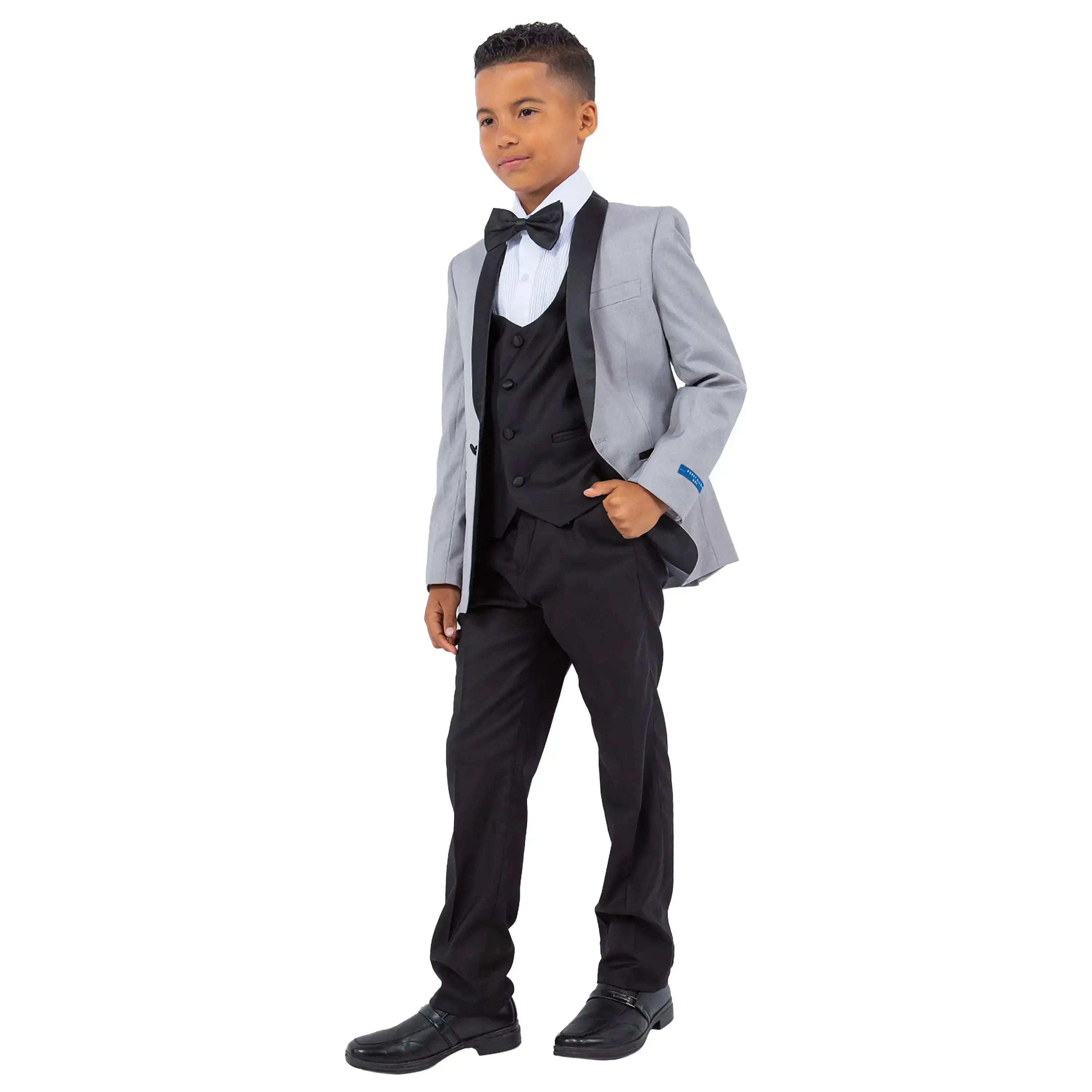 Perry Ellis Boy's 5-Piece Solid Tuxedo Suit Perry Ellis