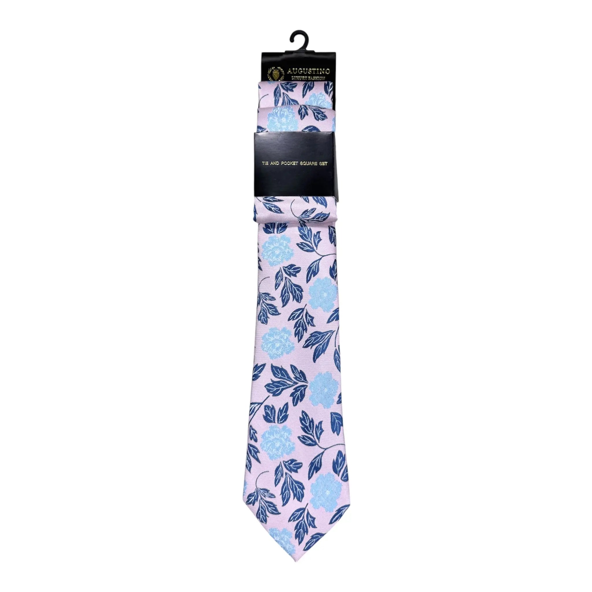 Floral and Geometric Design Augustino Tie and Pocket Square Set Augustino