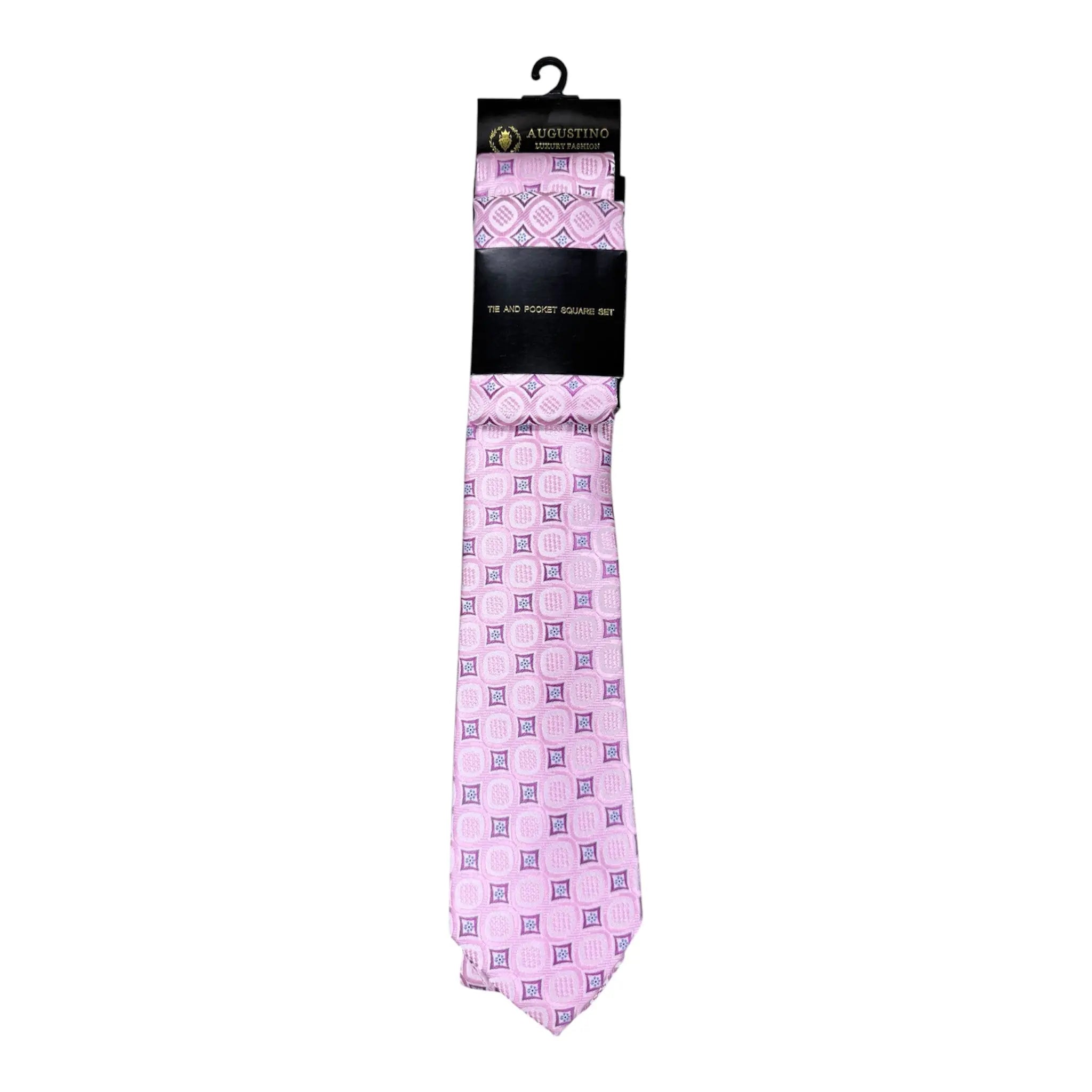 Floral and Geometric Design Augustino Tie and Pocket Square Set Augustino